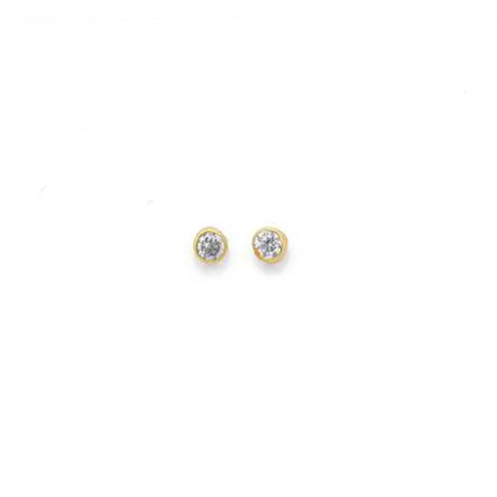 9ct Gold Round CZ Bezel Stud Earrings