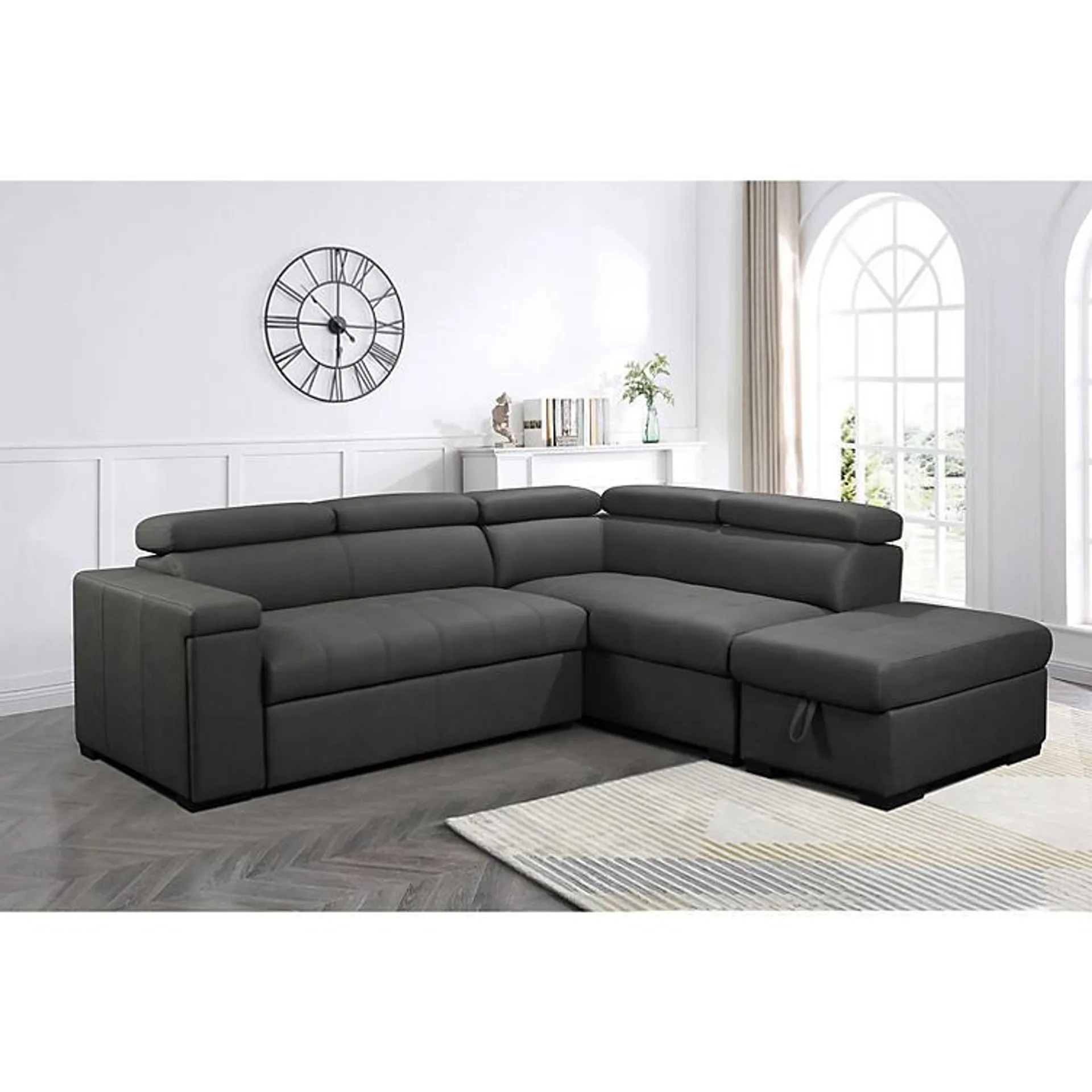 Zion Stain-Resistant Sectional with Storage and Pullout Bed