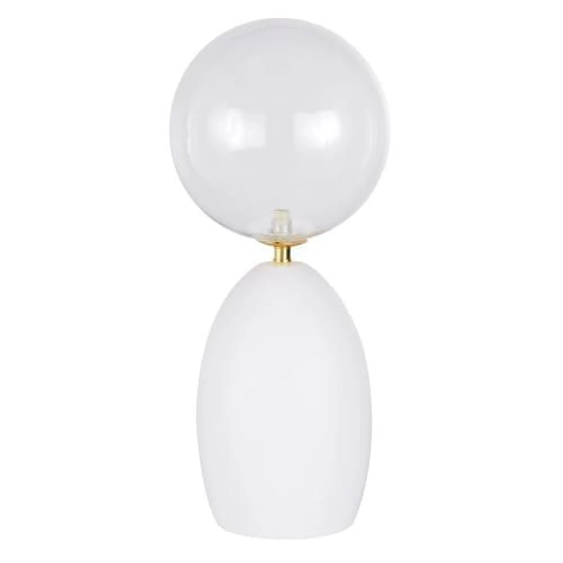 Lampada in ceramica bianca e dorata con globo in vetro alt. 58 cm