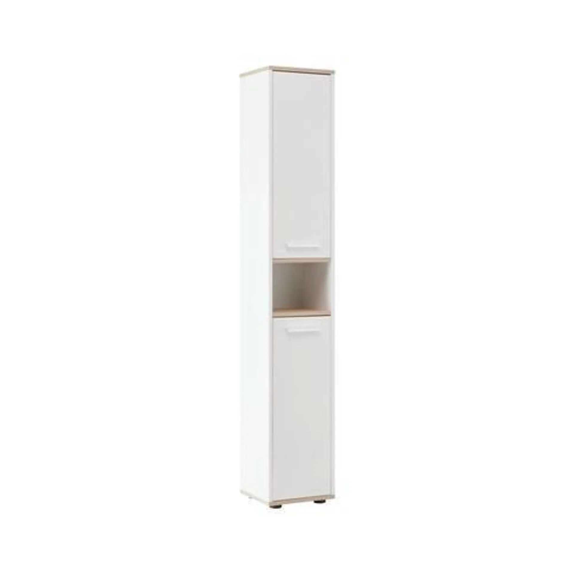 MID.YOU Hochschrank mit Offenem Fach Yasmin B:30cm Weiß/Eiche Dekor