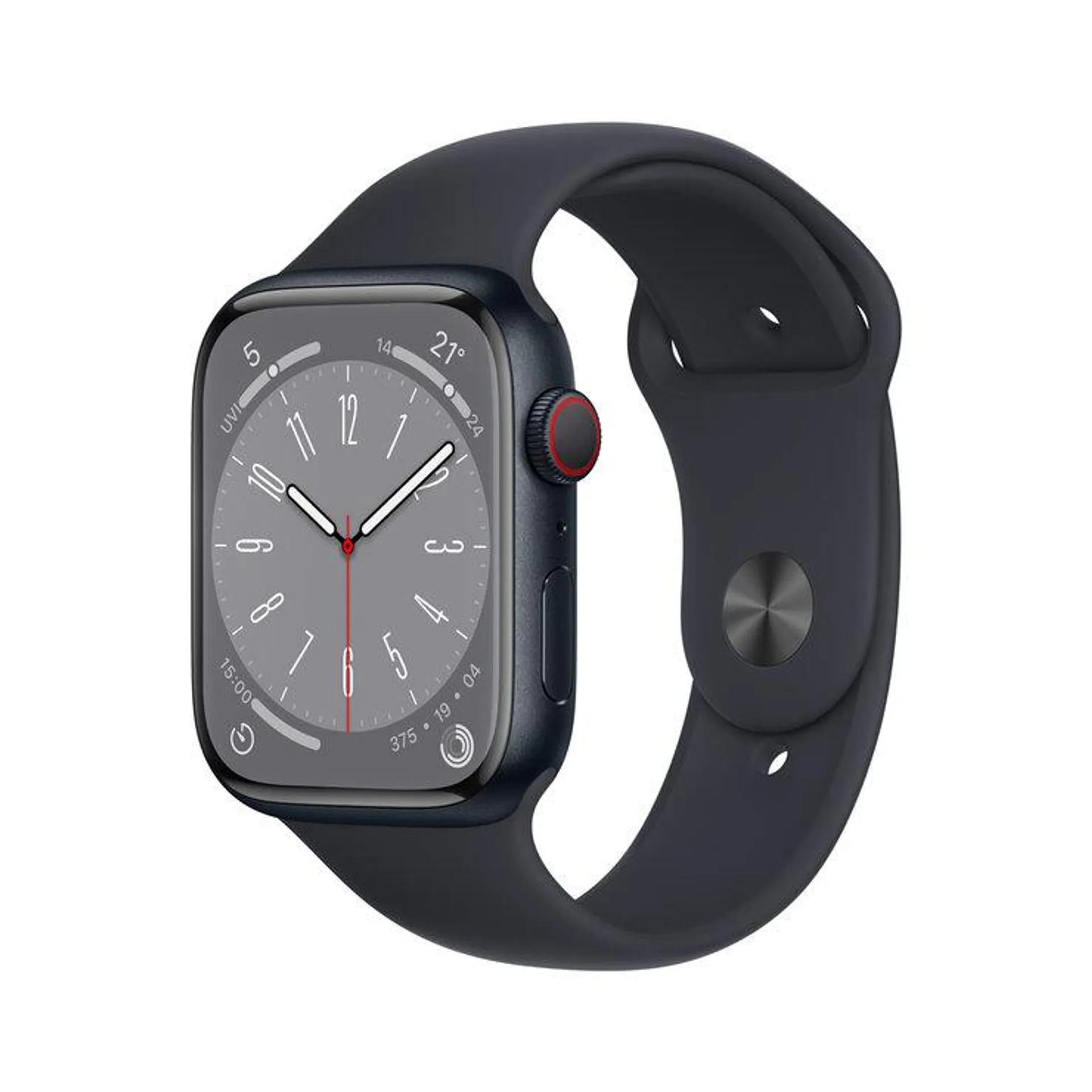 Apple Watch Series 8 GPS + Cellular 45mm Midnight Aluminium Case with Midnight Sport Band Regular