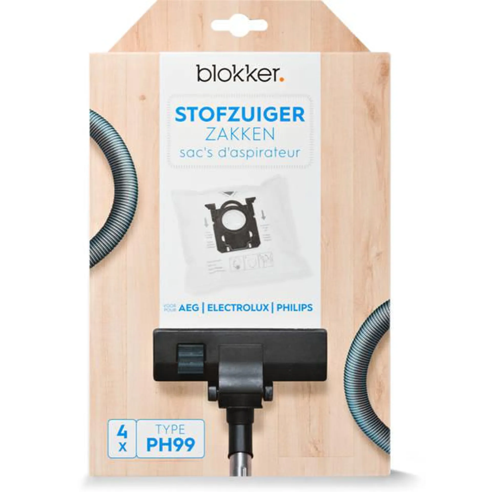 Blokker stofzuigerzak AEG, Electrolux, Philips s-bag ph99 - 4 stuks