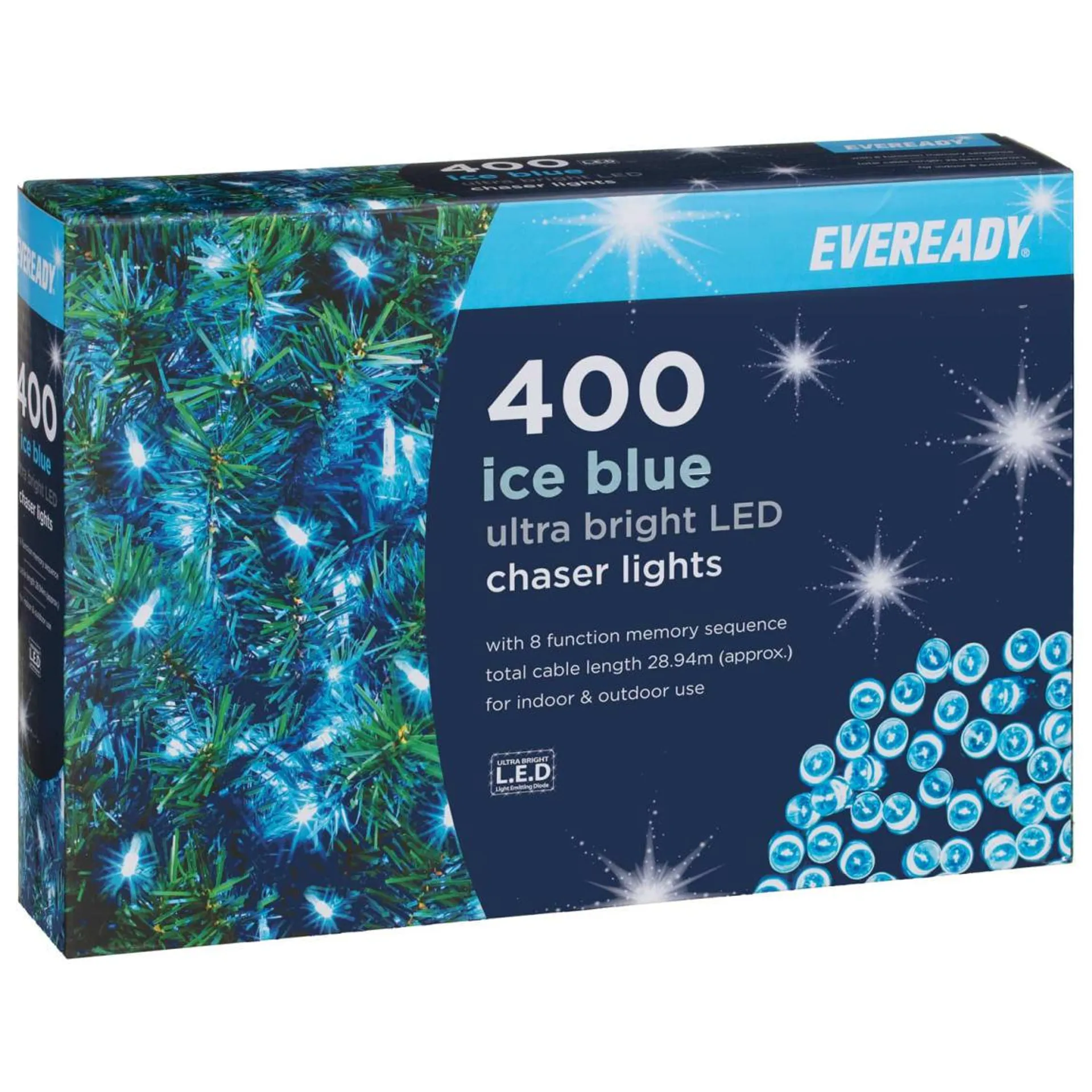 Eveready Ultra Bright LED Chaser Lights 400pk - Ice Blue