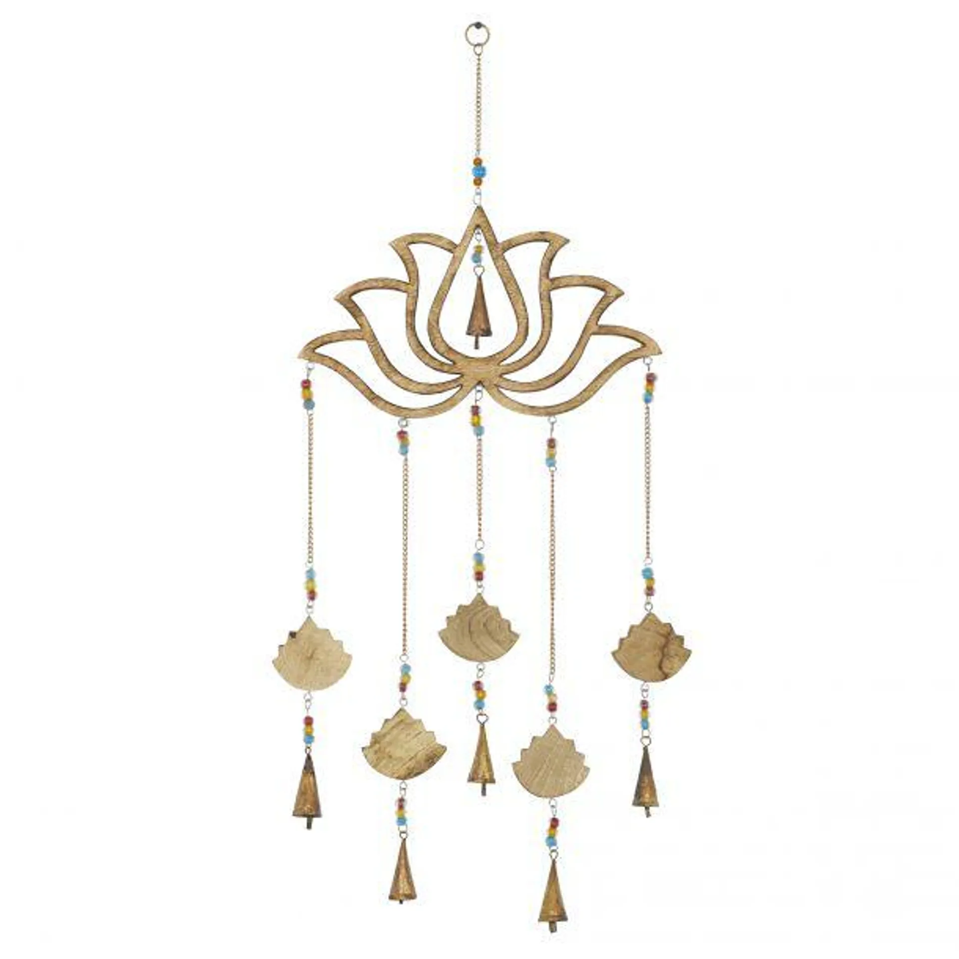 Gold Mango Wood Eclectic Style Windchime, 15" x 30"