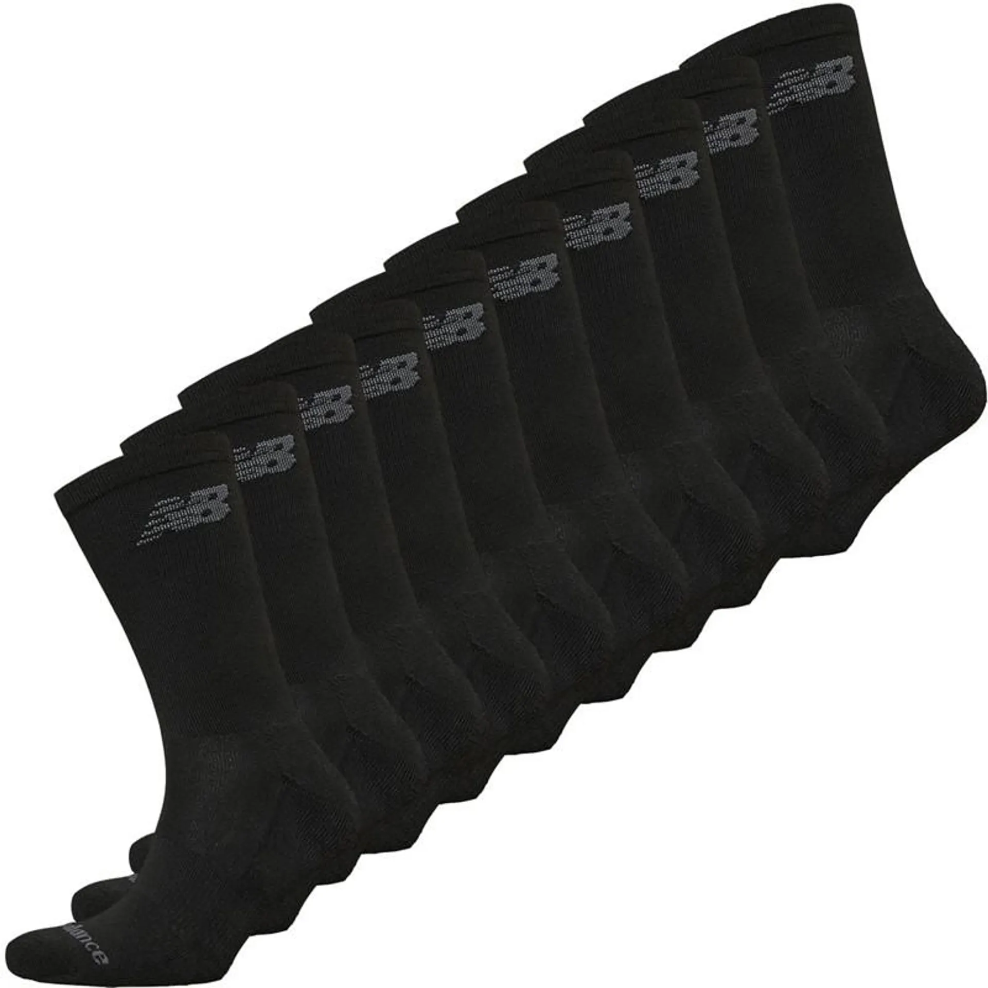 New Balance Mens Ten Pack Cushioned Crew Socks Black