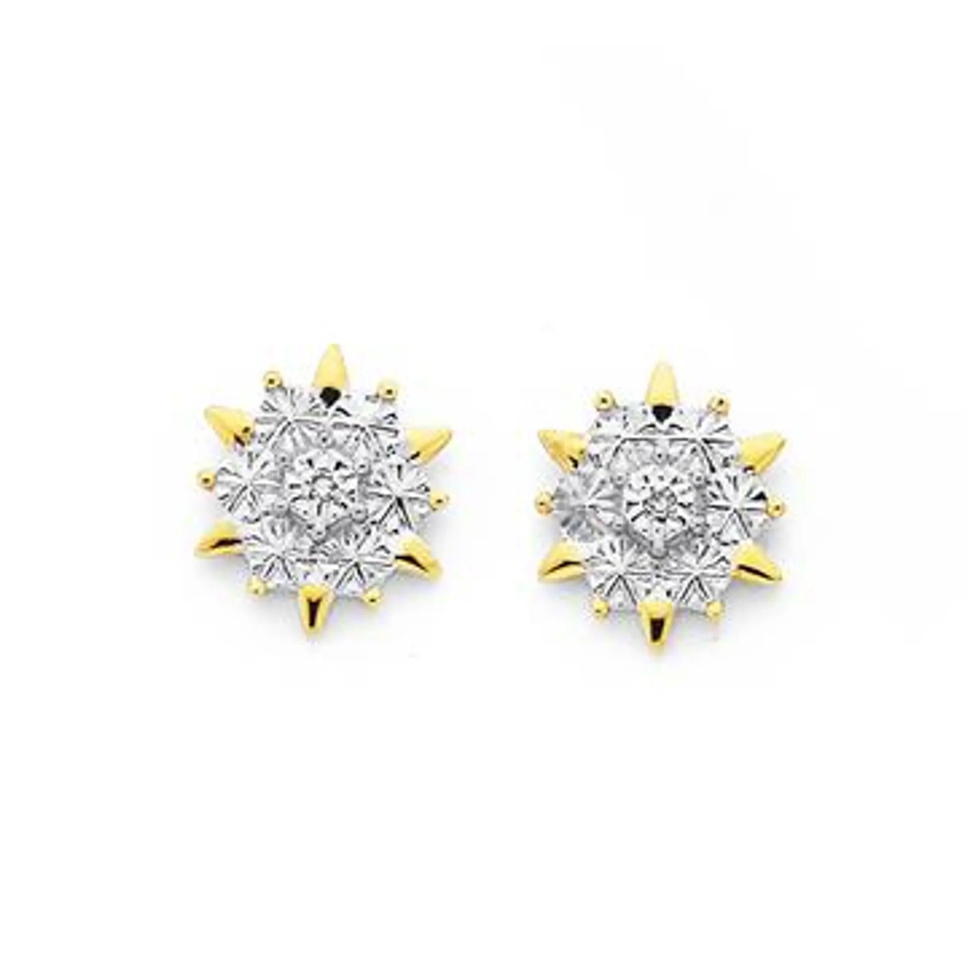 9ct Gold, Diamond Snowflake Stud Earrings