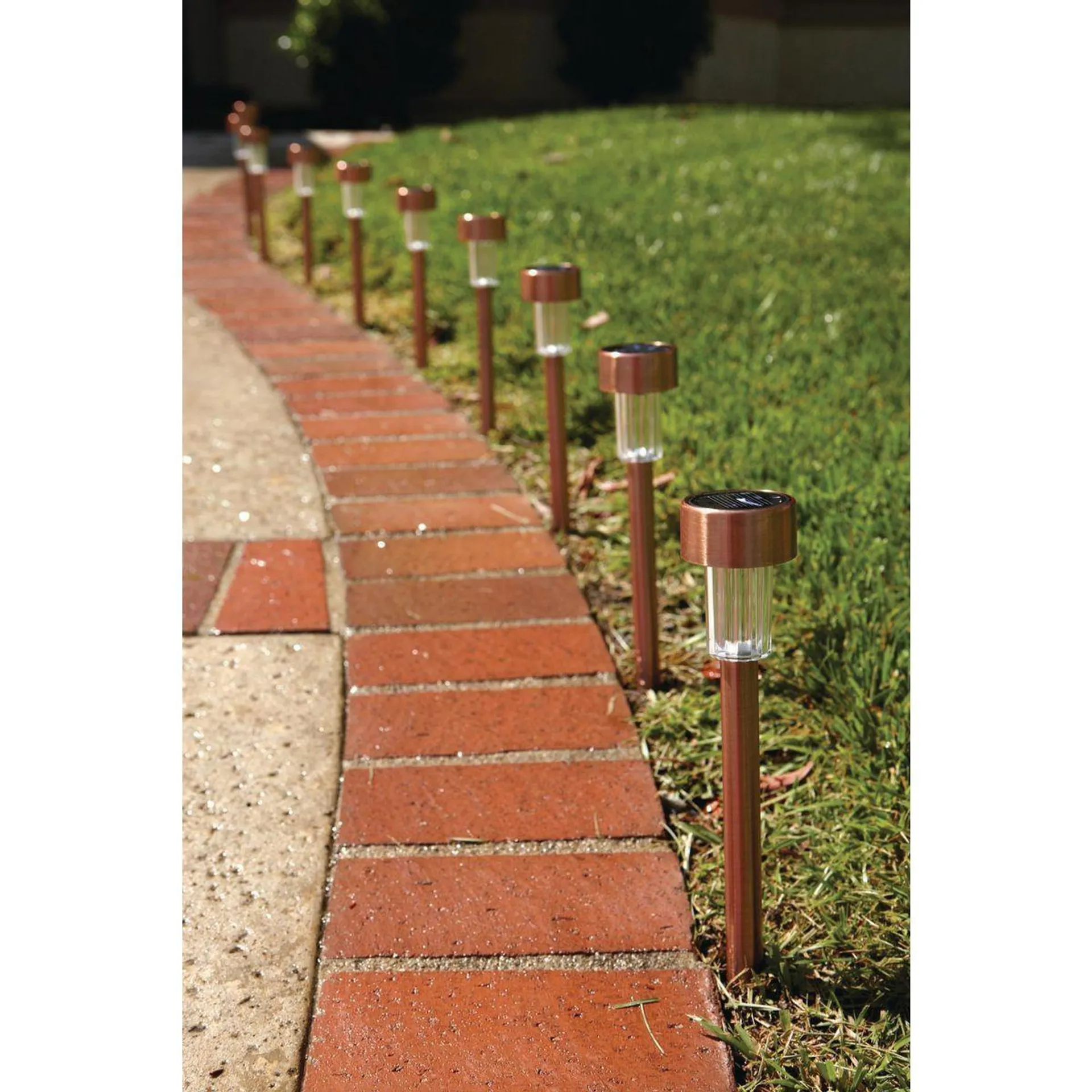 10 in. Solar LED Copper Finish Pathway Lights, 10 Pack
