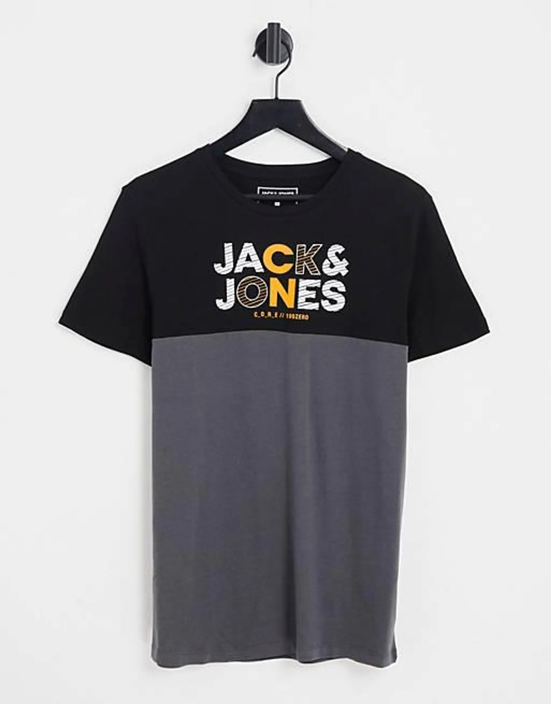 Jack & Jones crew neck logo t-shirt in black