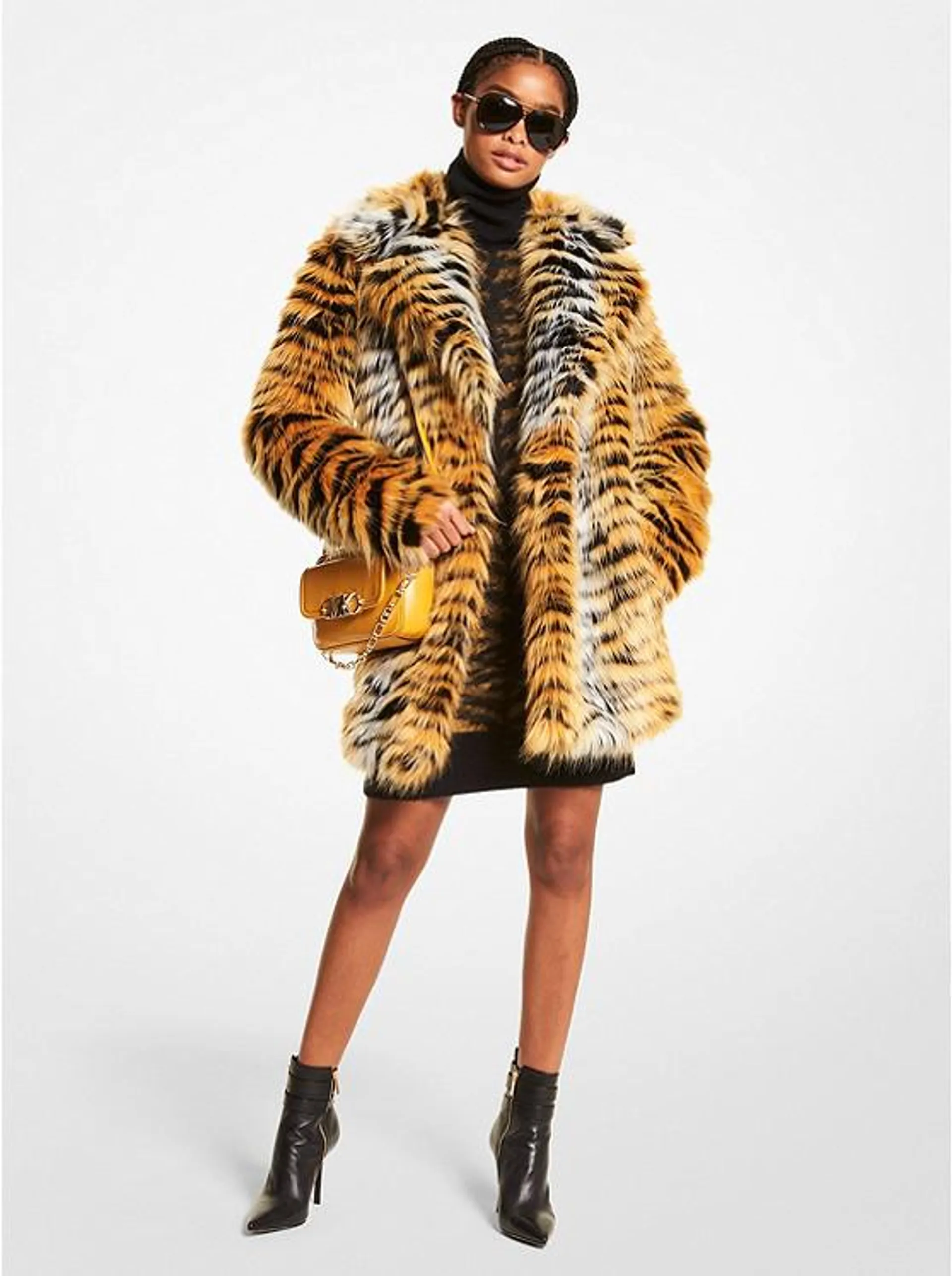 Tiger Print Faux Fur Coat