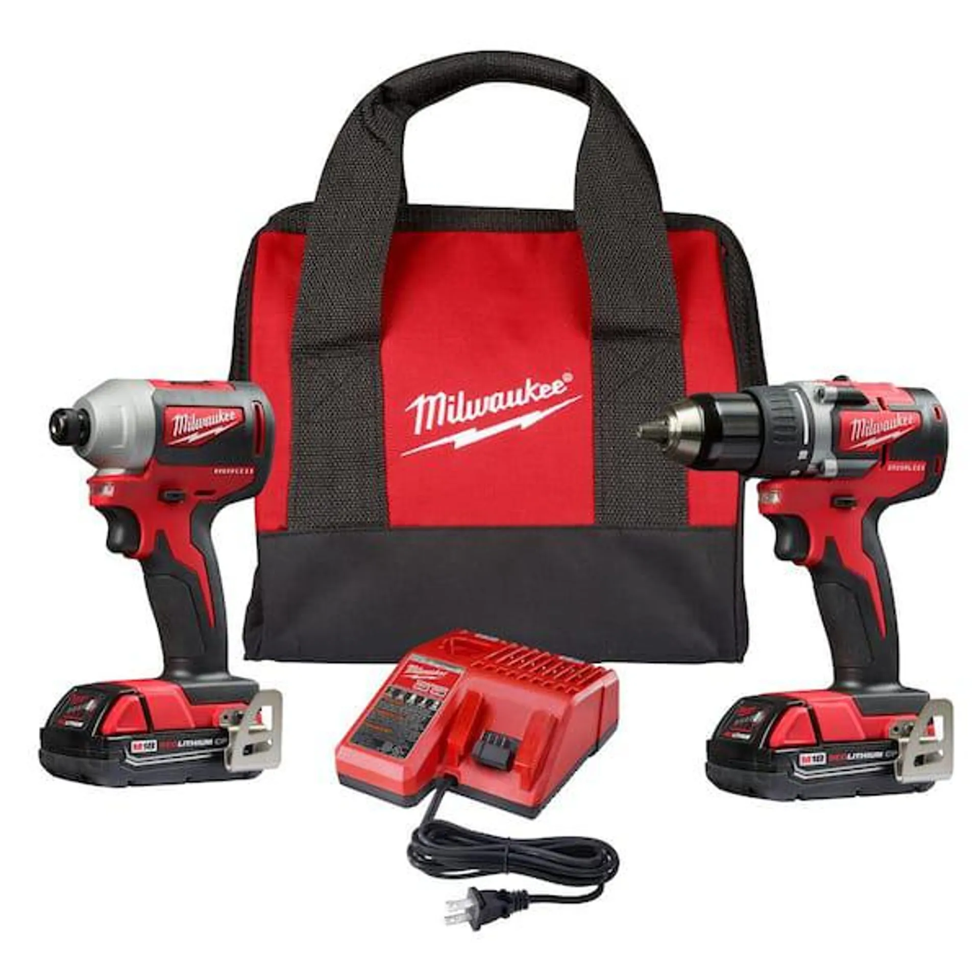 M18 18V Lithium-Ion Brushless Cordless Compact Drill/Impact Combo Kit (2-Tool) W/ (2) 2.0Ah Batteries, Charger & Bag