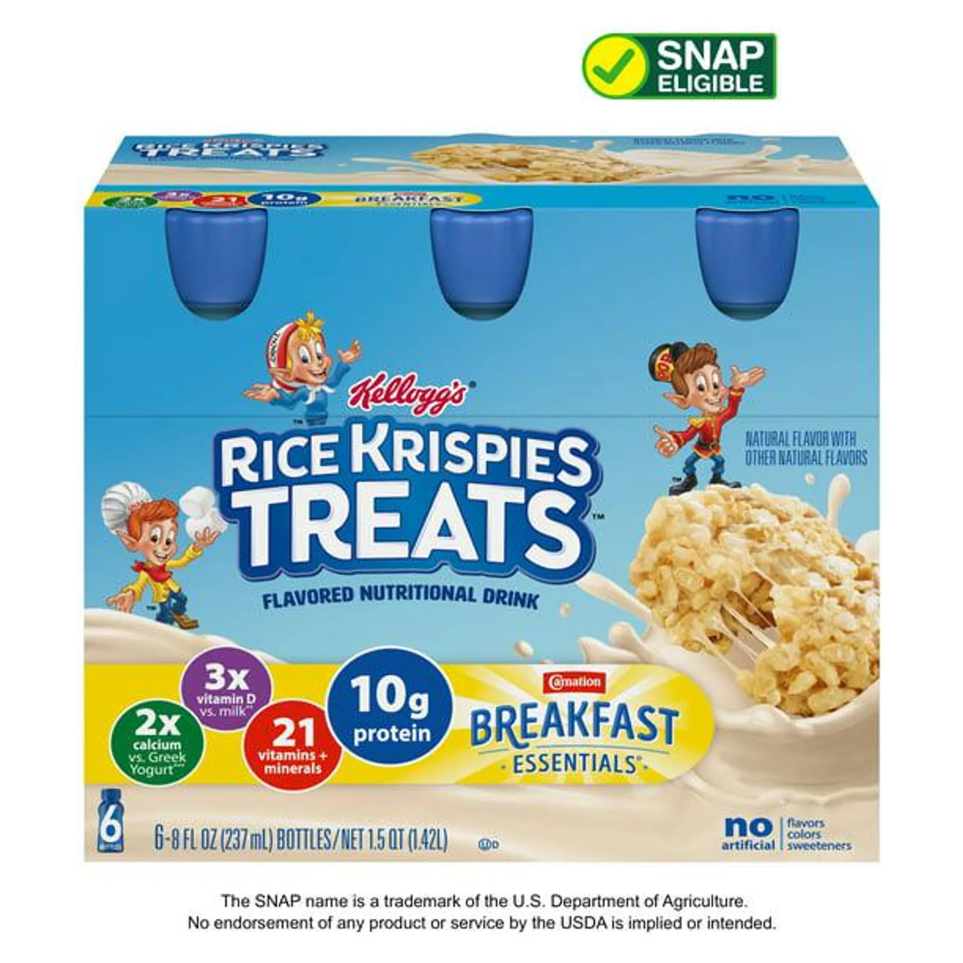 Carnation Breakfast Essentials® Kellogg’s® Rice Krispies Treats™ Flavored Nutritional Drink, 10 g Protein, 6 - 8 fl oz Bottles