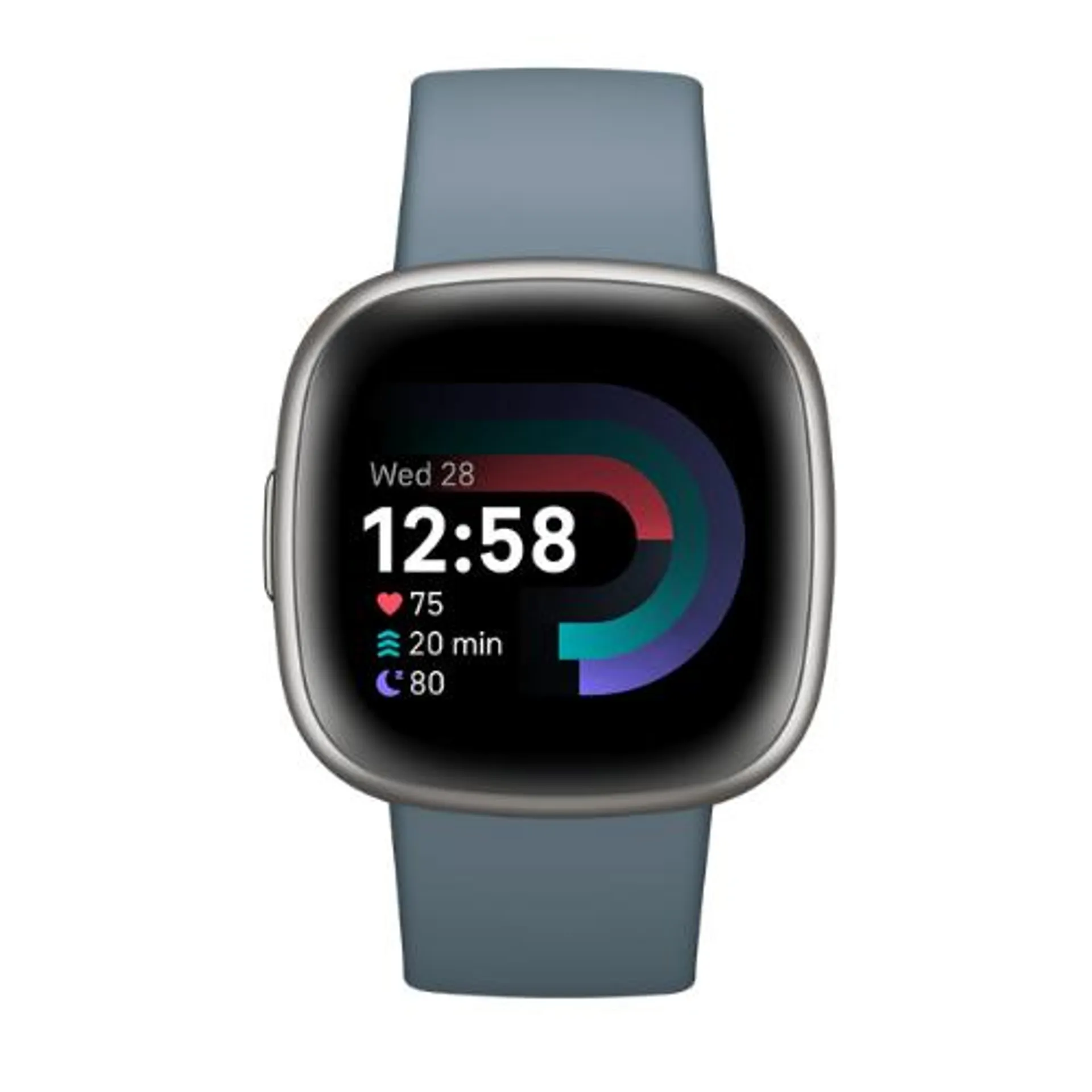 Fitbit Versa 4 Health & Fitness Smart Watch - Waterfall Blue & Platinum | 79-FB523SRAG