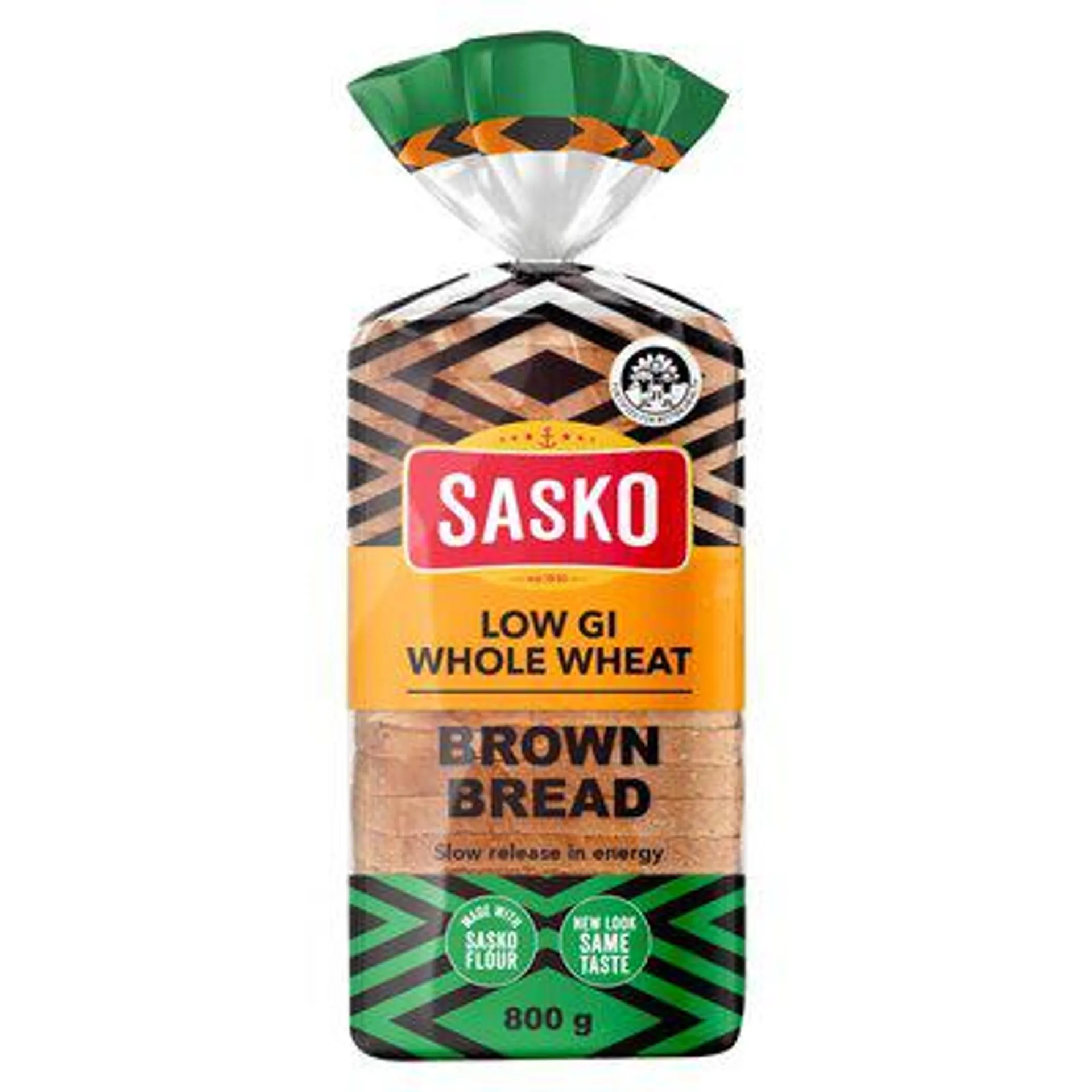Sasko Low Gi Whole Wheat Brown Bread 800g
