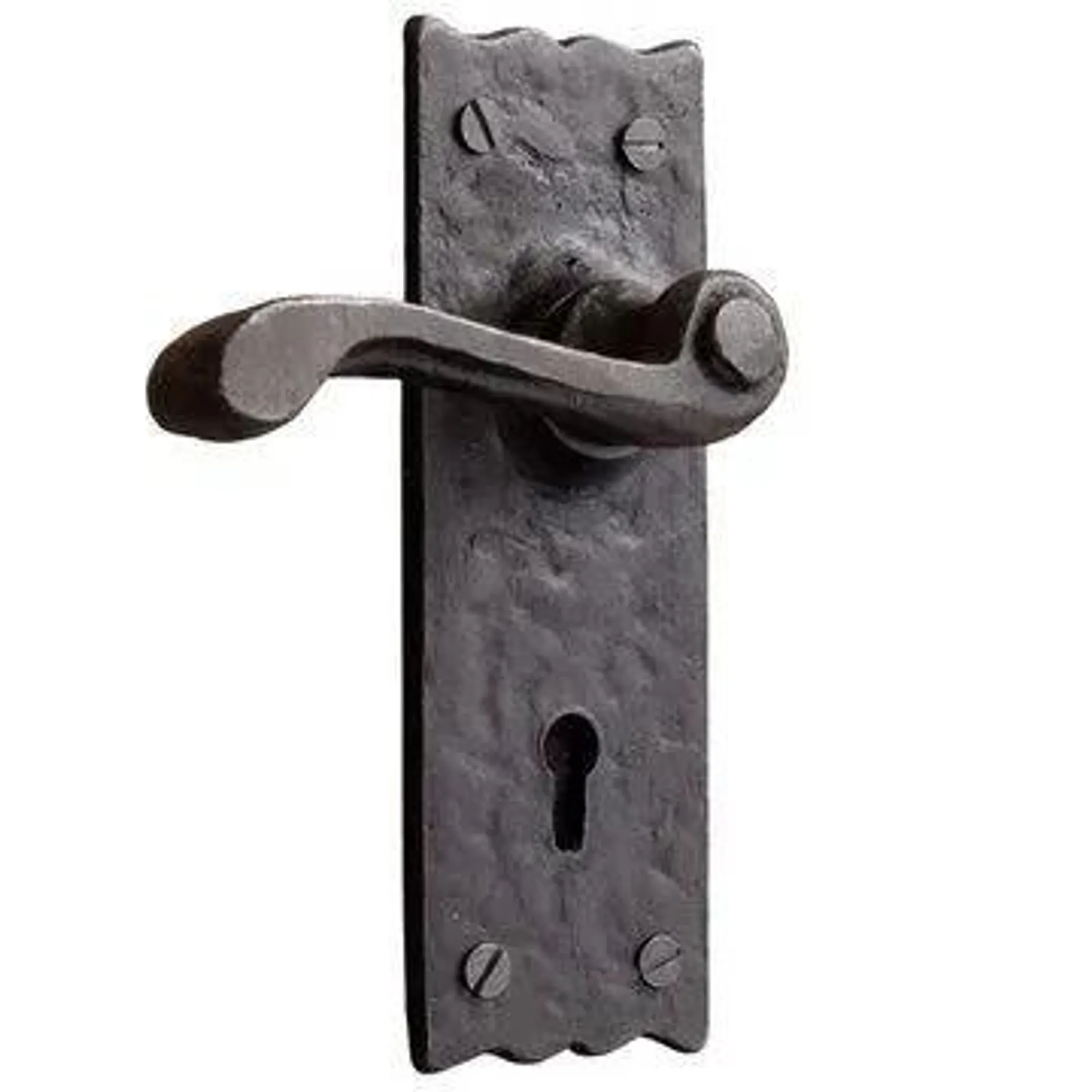 Restorers Large Iron Lever Door Set With Scalloped Backplate