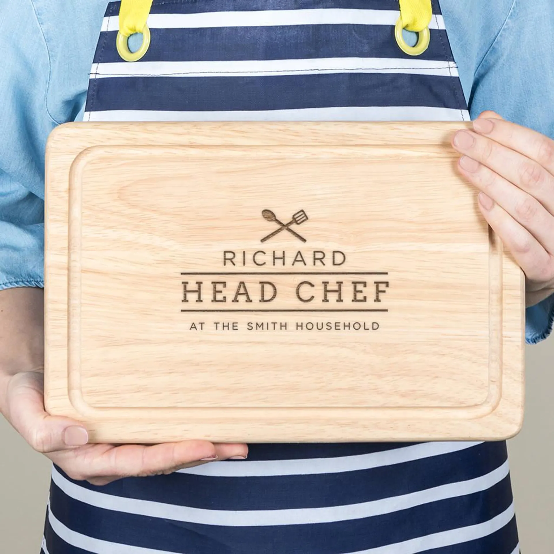 Personalised Family Chef Chopping Board For Him