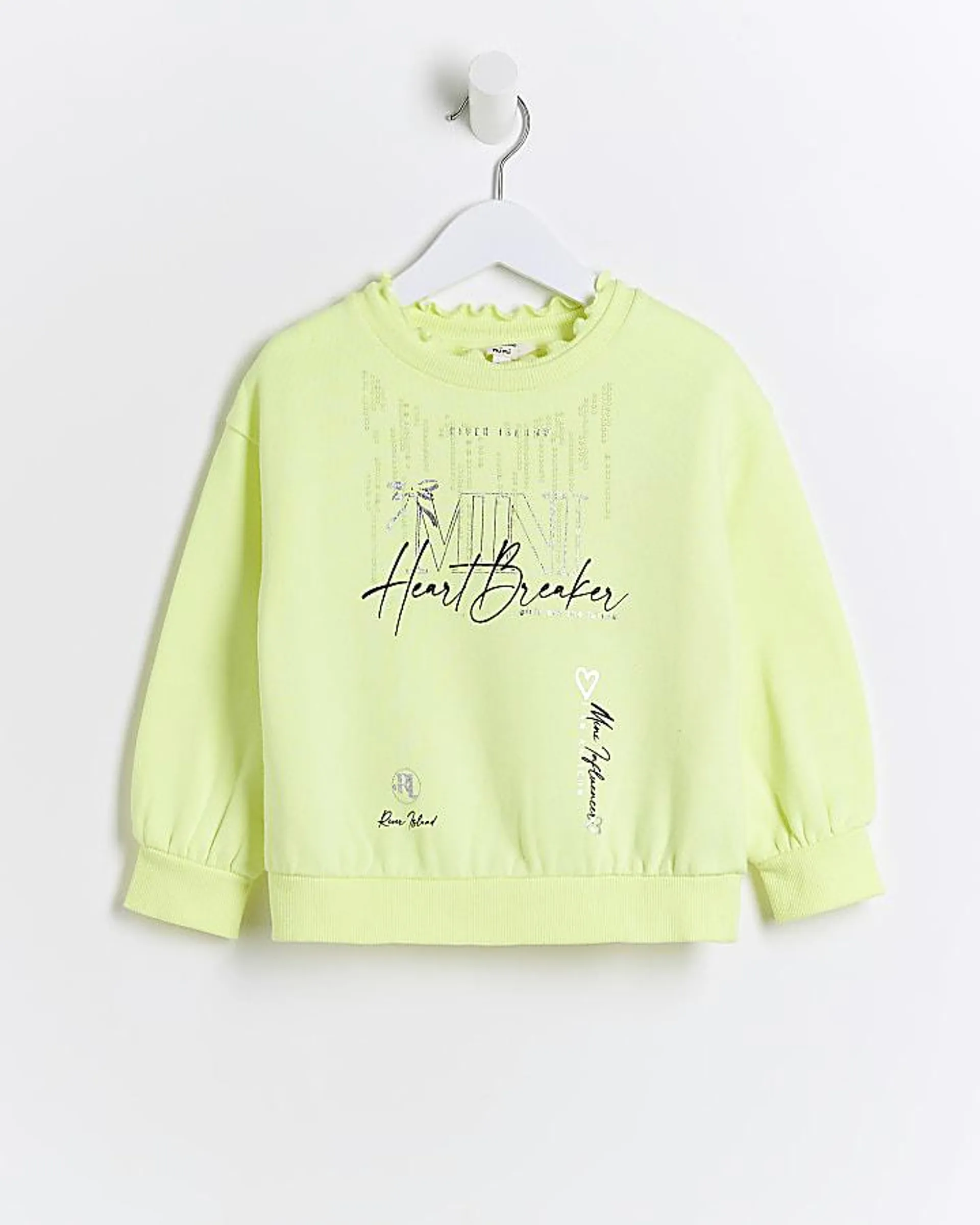 Mini girls lime sequin detail sweatshirt