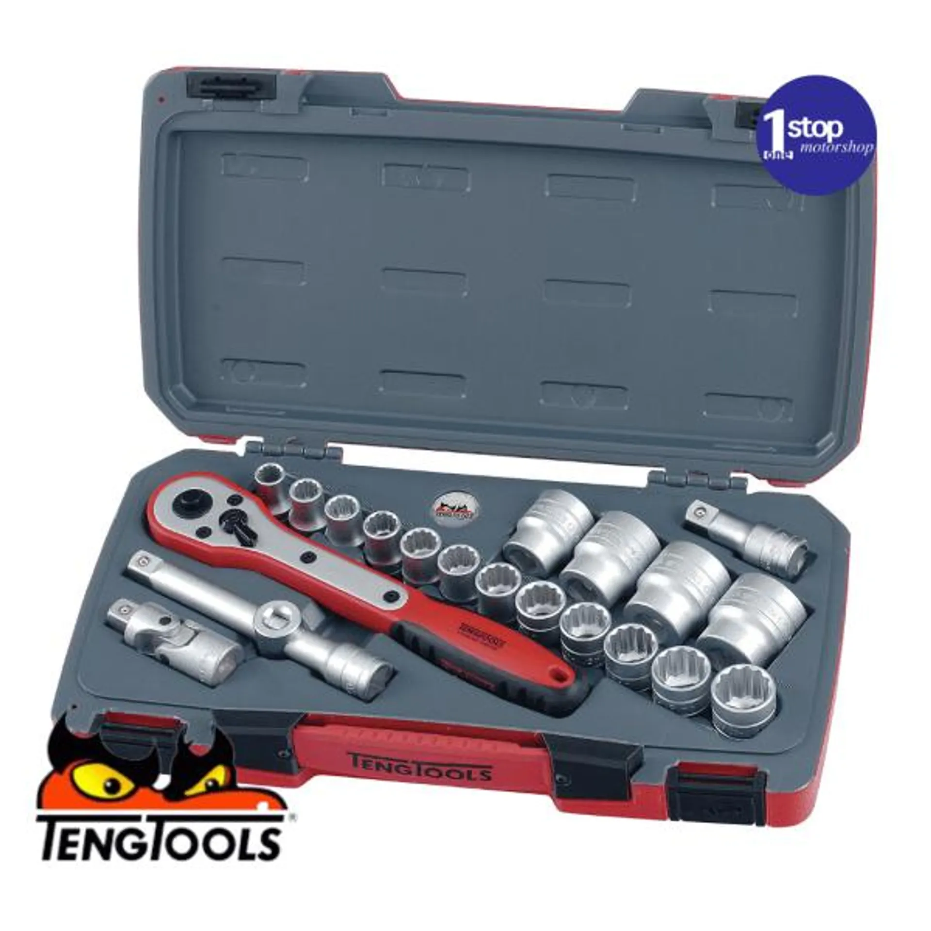 Teng Tools T1221 21 Piece 1/2″ Drive Socket Set