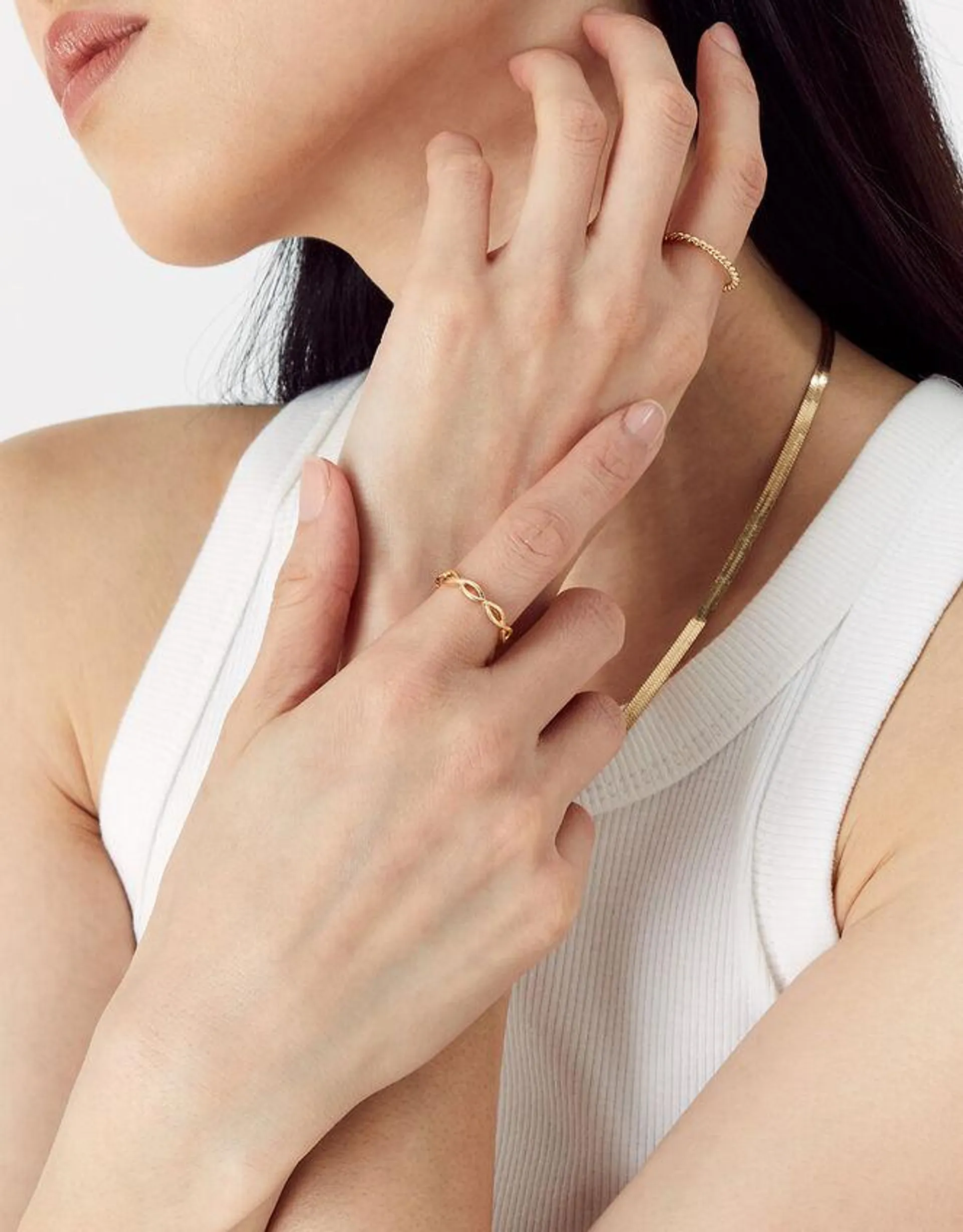 Textured Skinny Rings Set of Two Gold