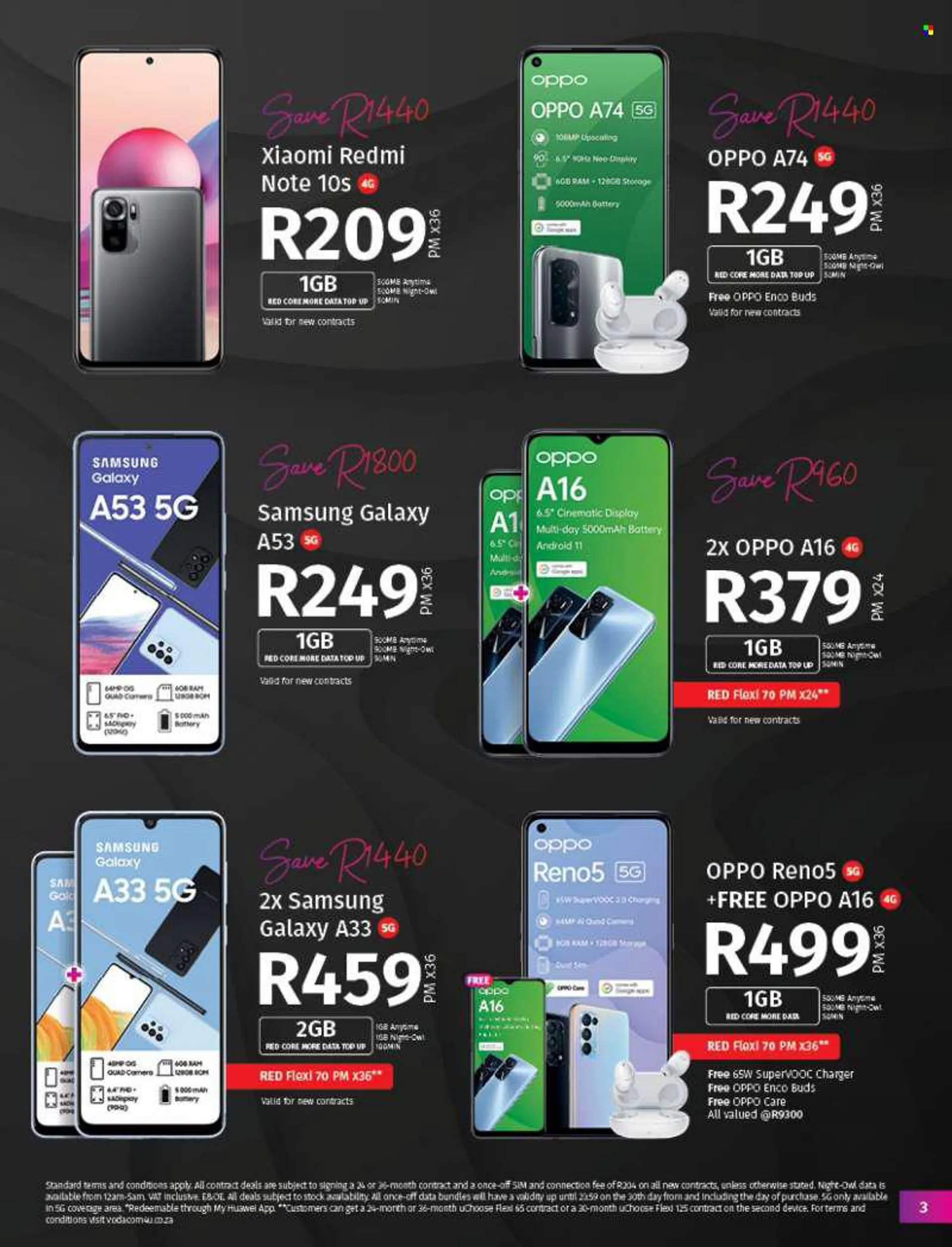 Vodacom catalogue  - 07/06/2022 - 06/07/2022 - Sales products - Samsung Galaxy, Samsung, Xiaomi, Oppo. Page 3.