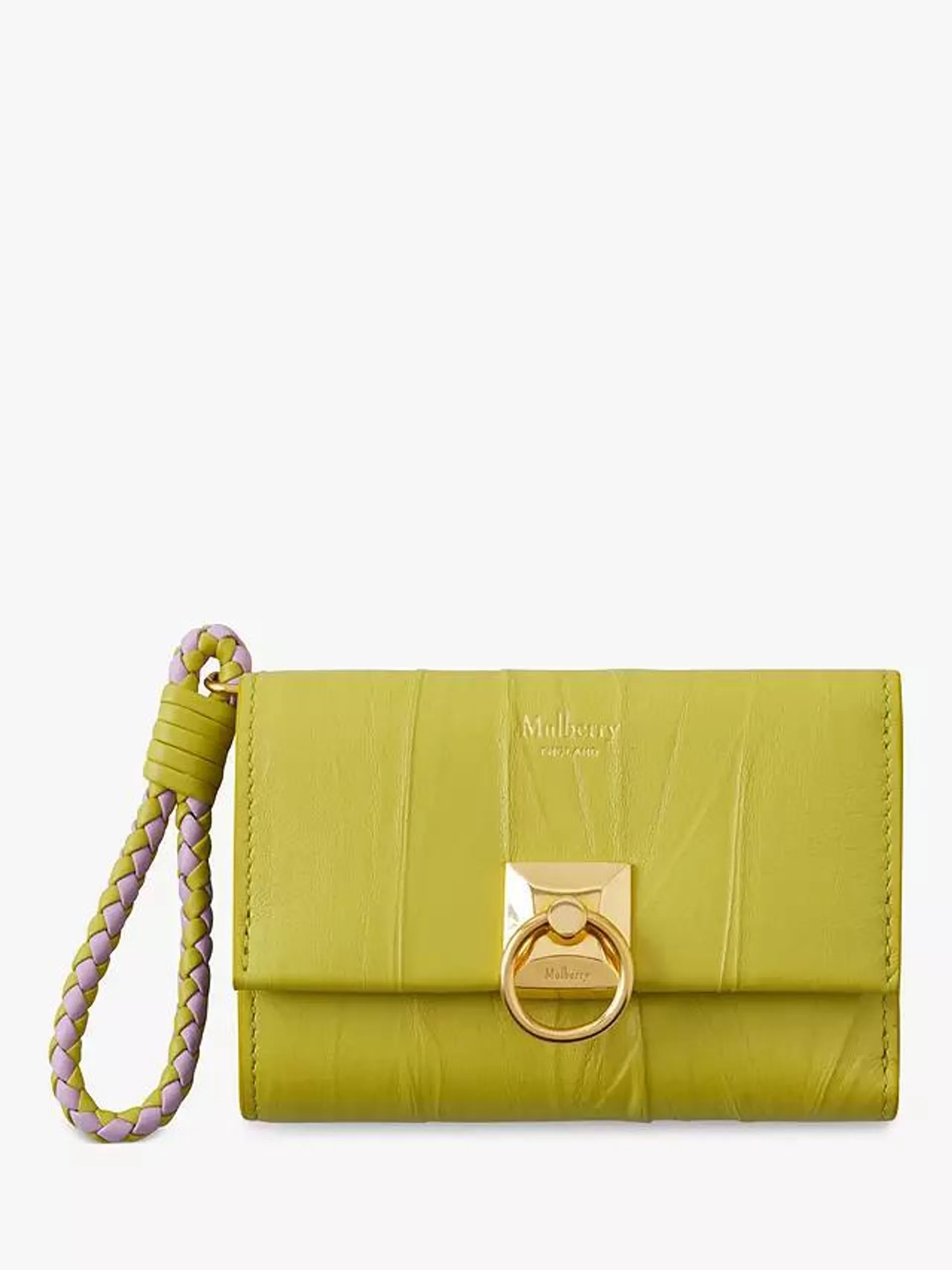 Mulberry Iris Crinkled Leather Trifold Wallet, Meadow Green
