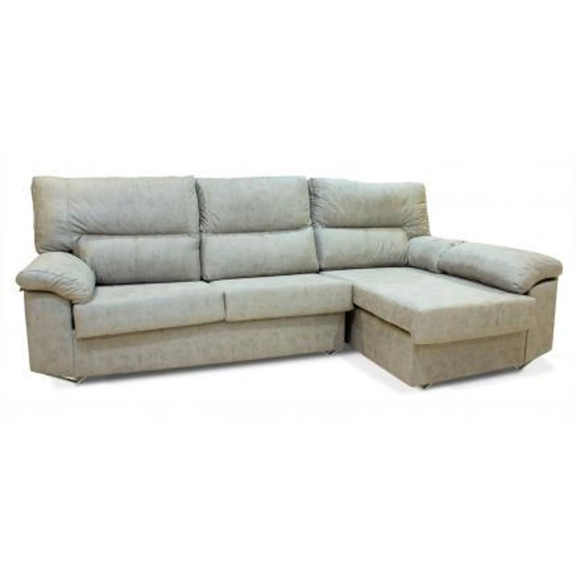 Sofá 3 plazas con chaiselongue reversible en magnolia cemento