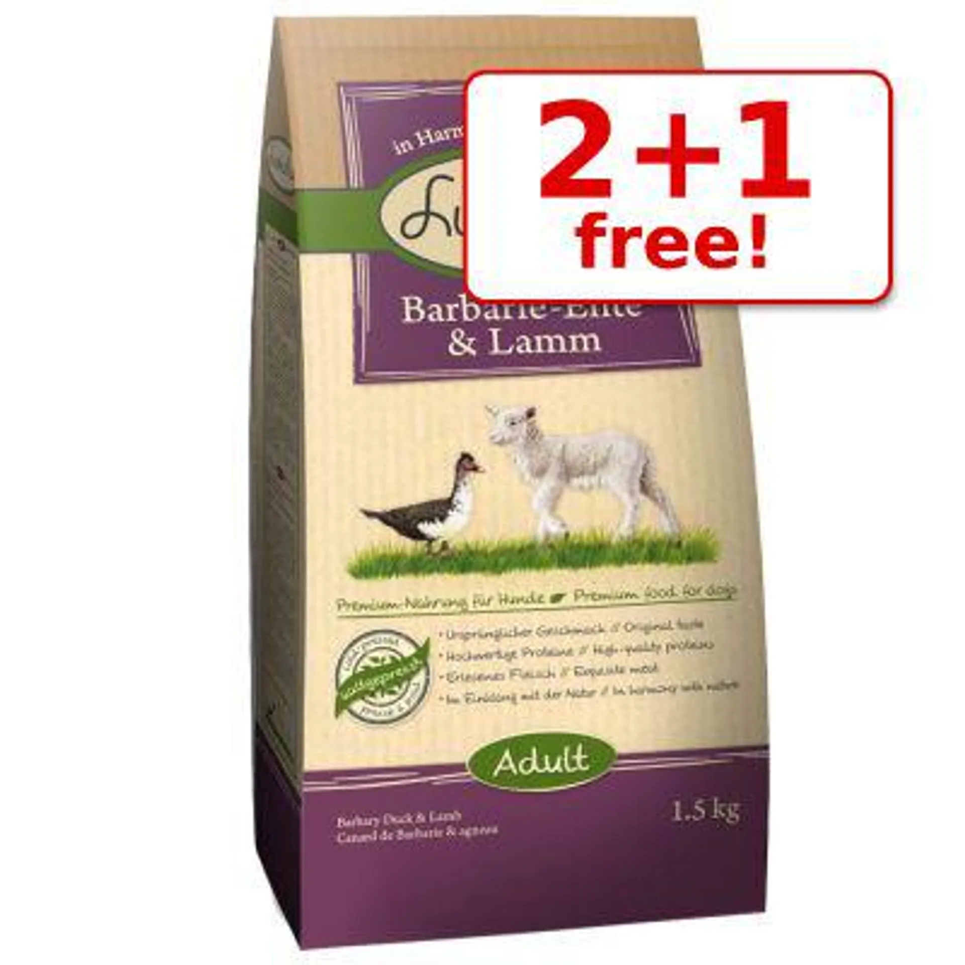 3 x 1.5kg Lukullus Dry Dog Food - 2 + 1 Free!*