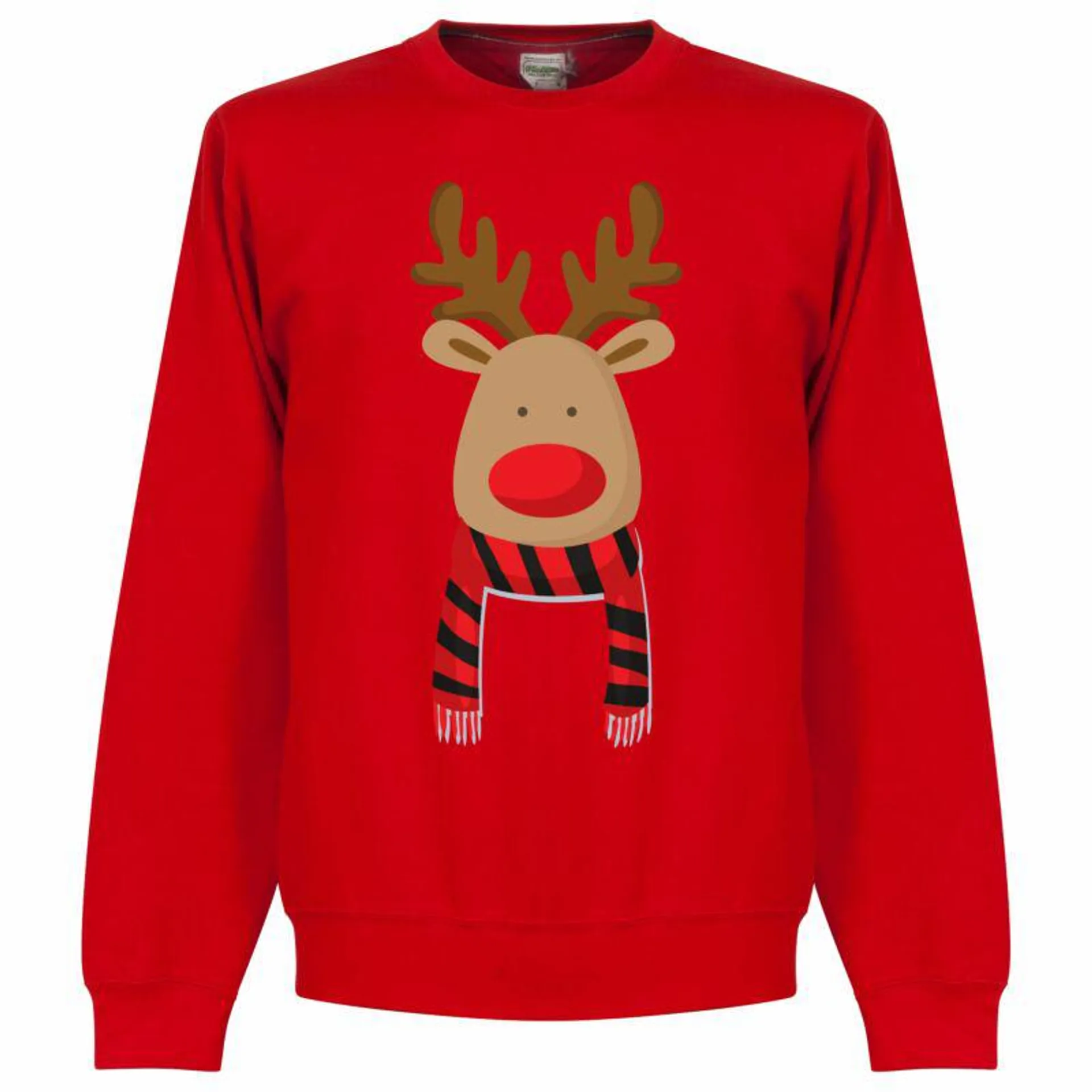 Christmas Reindeer Red/Black Scarf Supporters Sweatshirt - Red