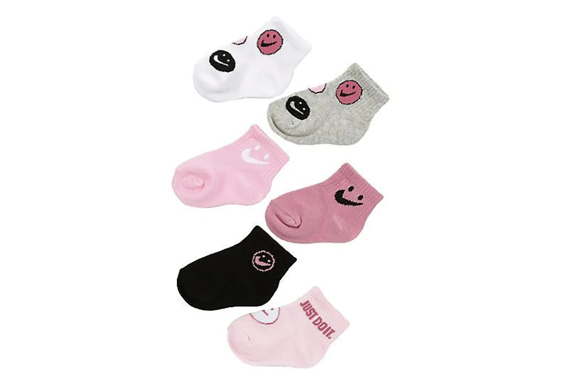 Nike Unisex Pink Smiles Infant Ankle Socks 6 Pairs - Pink