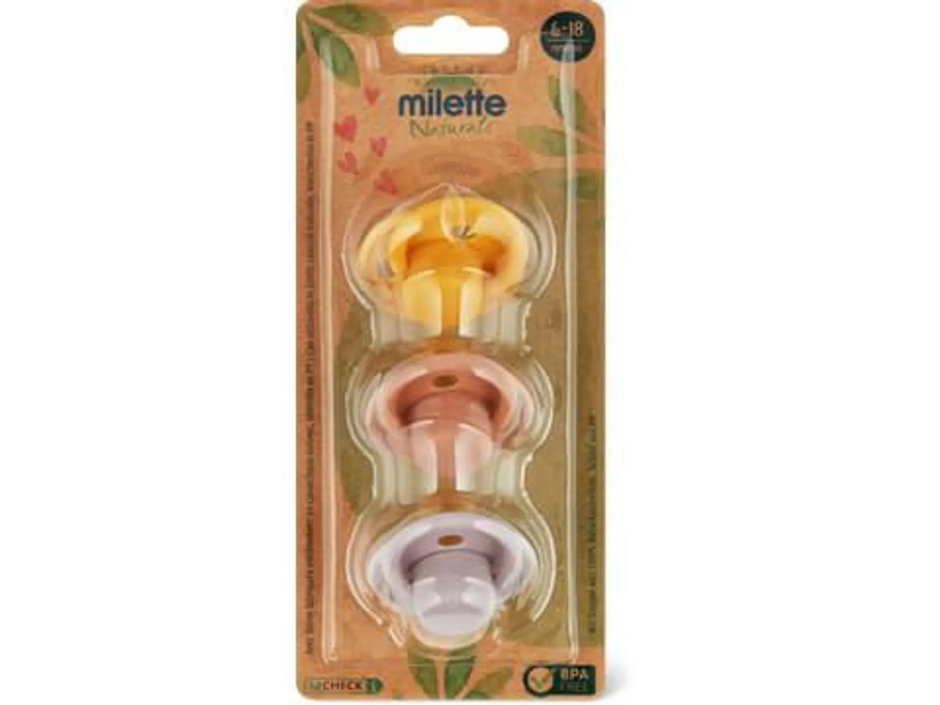 Milette Baby Care · Nuggi · Naturals - Pastelle - Ohne BPA - 6-18 Monate