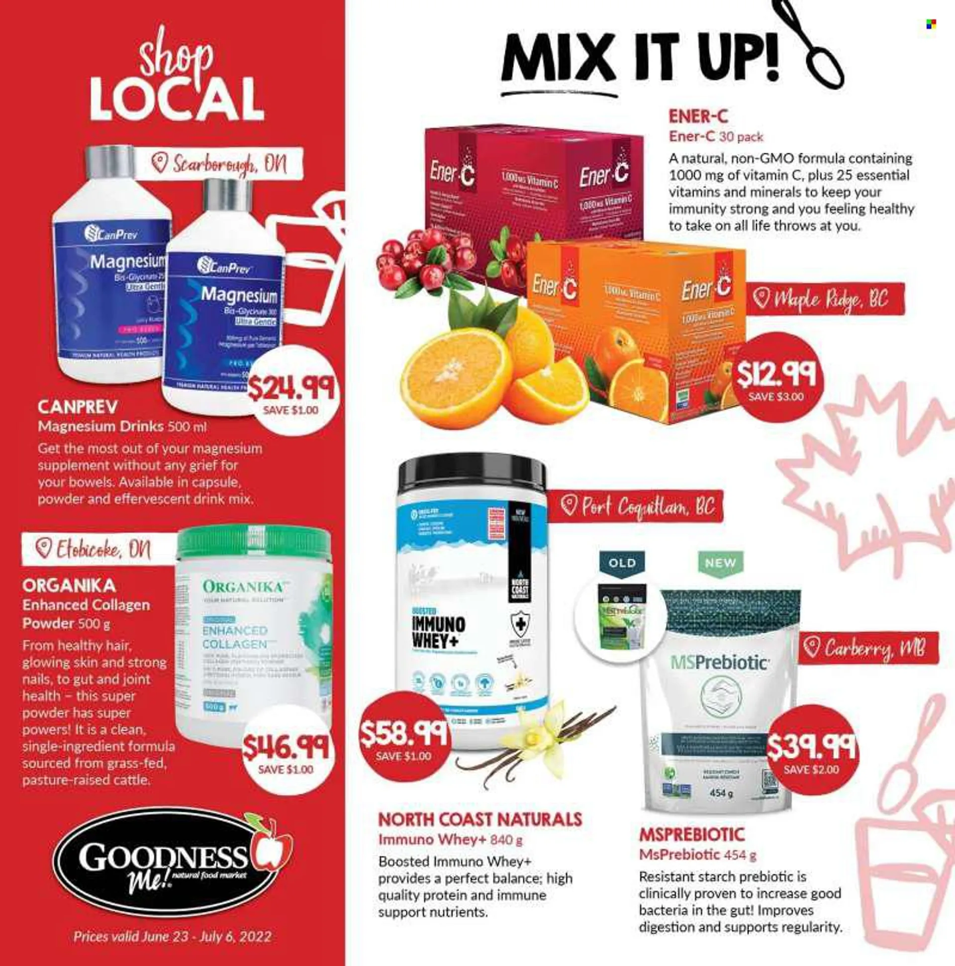 Goodness Me Flyer - June 23, 2022 - July 06, 2022 - Sales products - starch, Boost, Magnesium, vitamin c, orange. Page 2.
