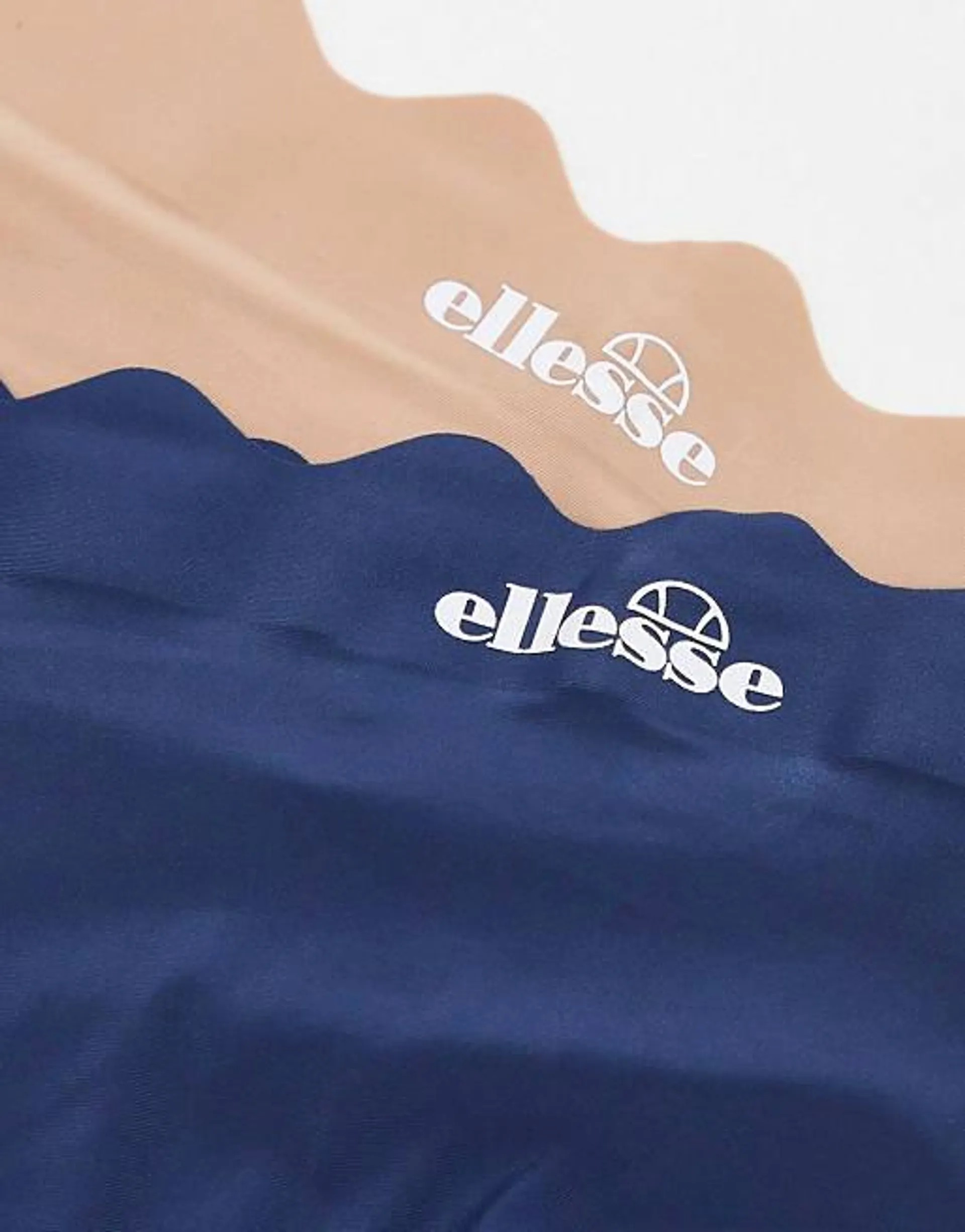 Ellesse bonded 2 pack scalloped set in brown and navy