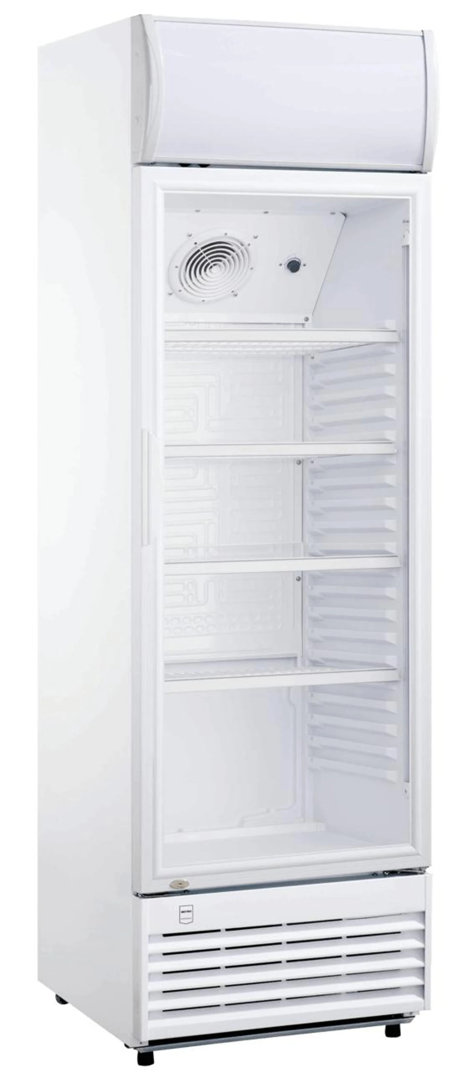 METRO Professional Frigorífico con puerta de vidrio GSC2350, plástico/acero, 62x63.6x201.1cm,324l, enfr. por aire,180 W, con cerradura, blanco