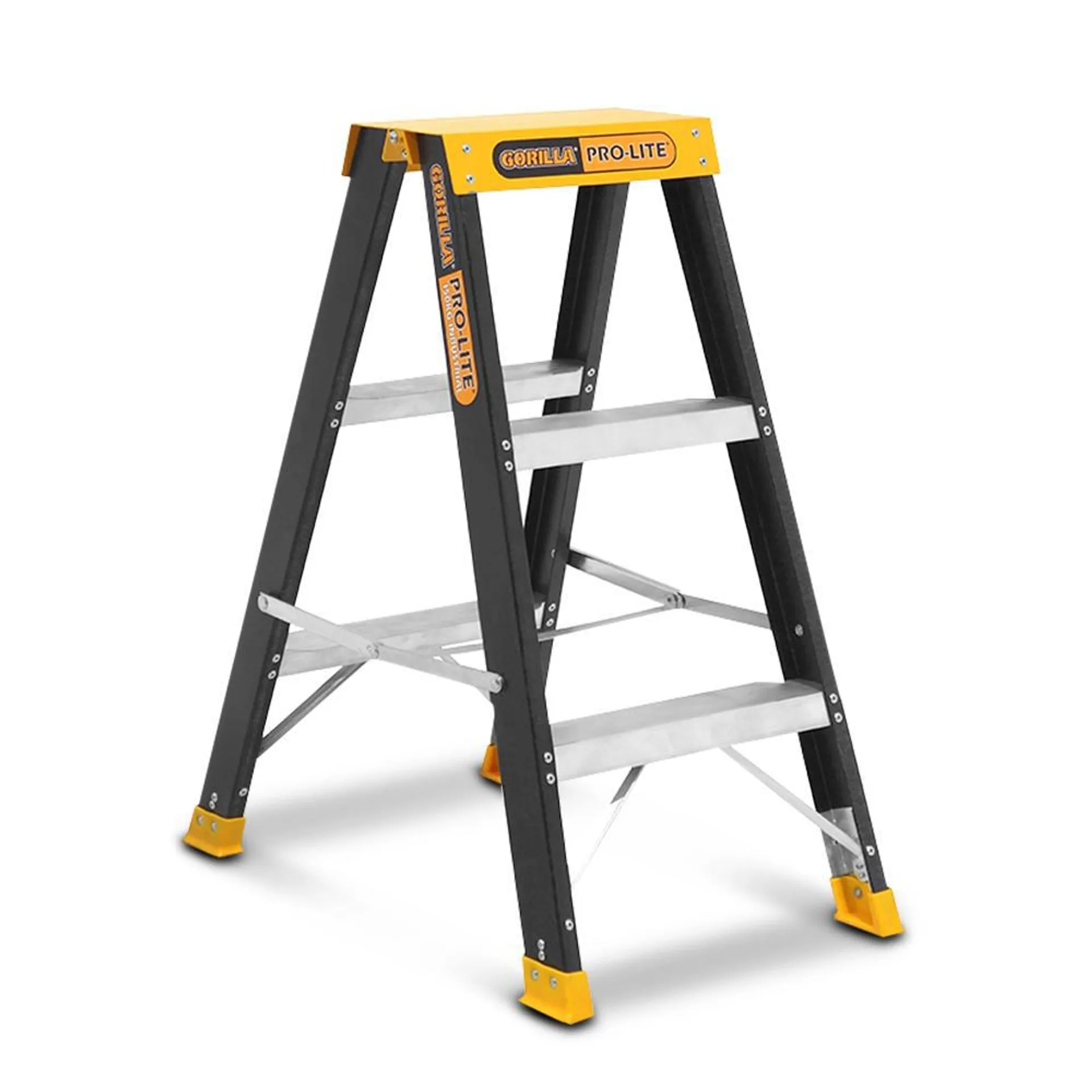 Gorilla FSM003-PRO PRO-LITE 0.85m 150kg 3-Step Fibreglass Industrial Double Sided Step Ladder