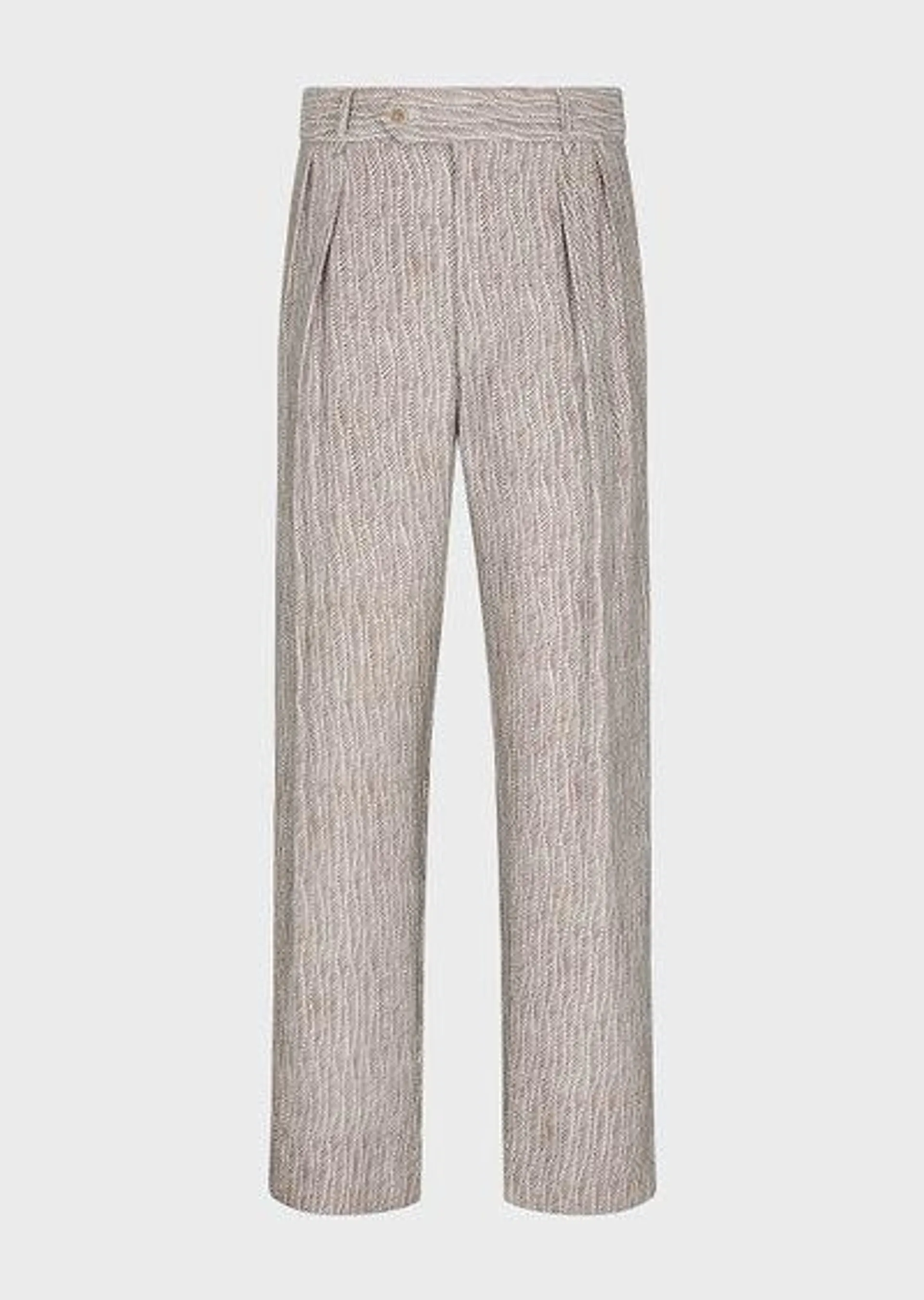 Two-pleat trousers in eco-sustainable printed cupro