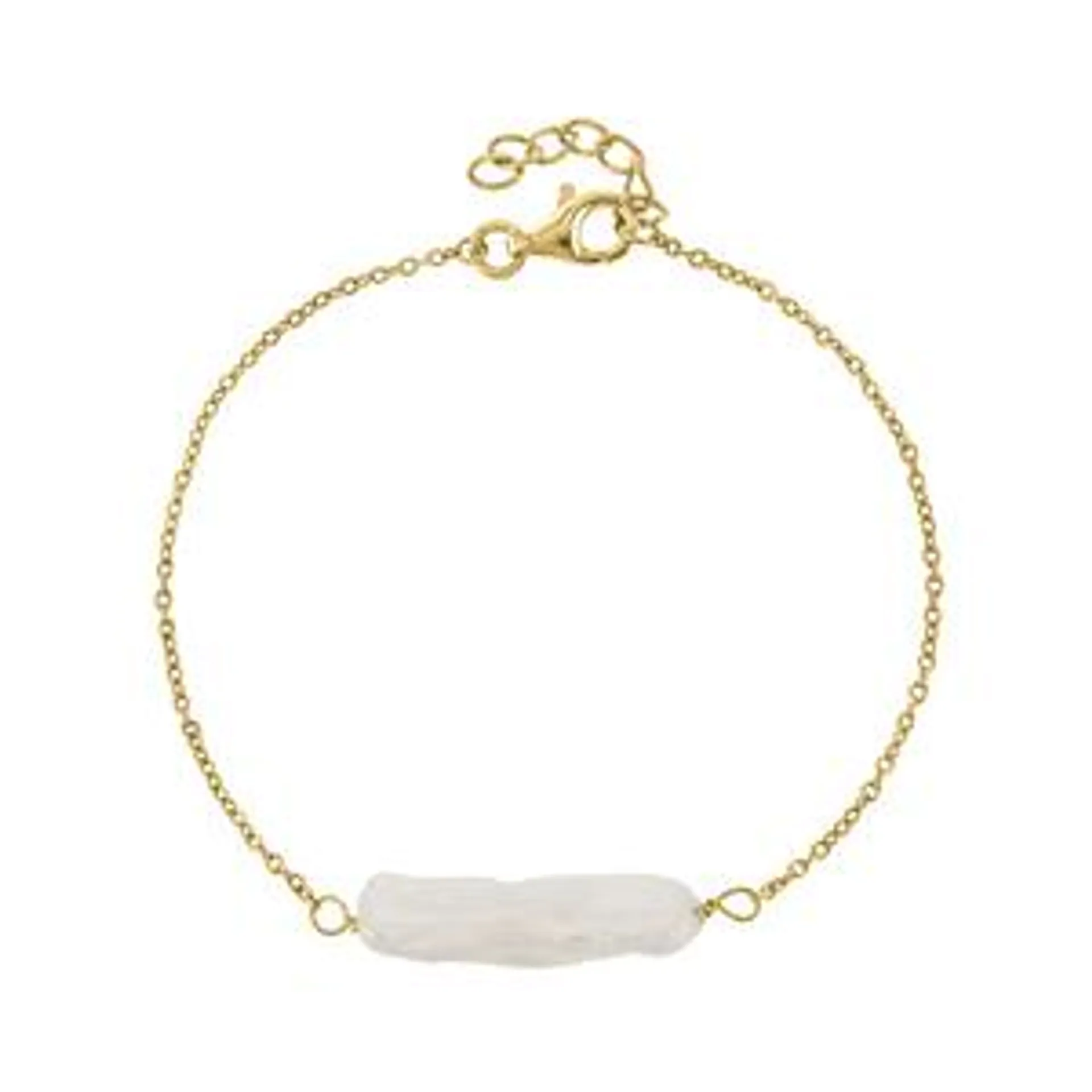 Gold Plated Sterling Silver Elongated Freshwater Pearl Women’s Bracelet