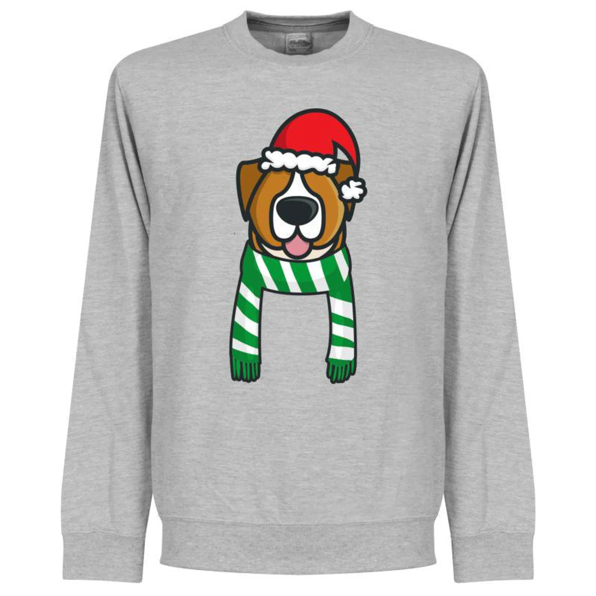 Christmas Dog Supporter KIDS Sweatshirt - Grey (Green/White Scarf)