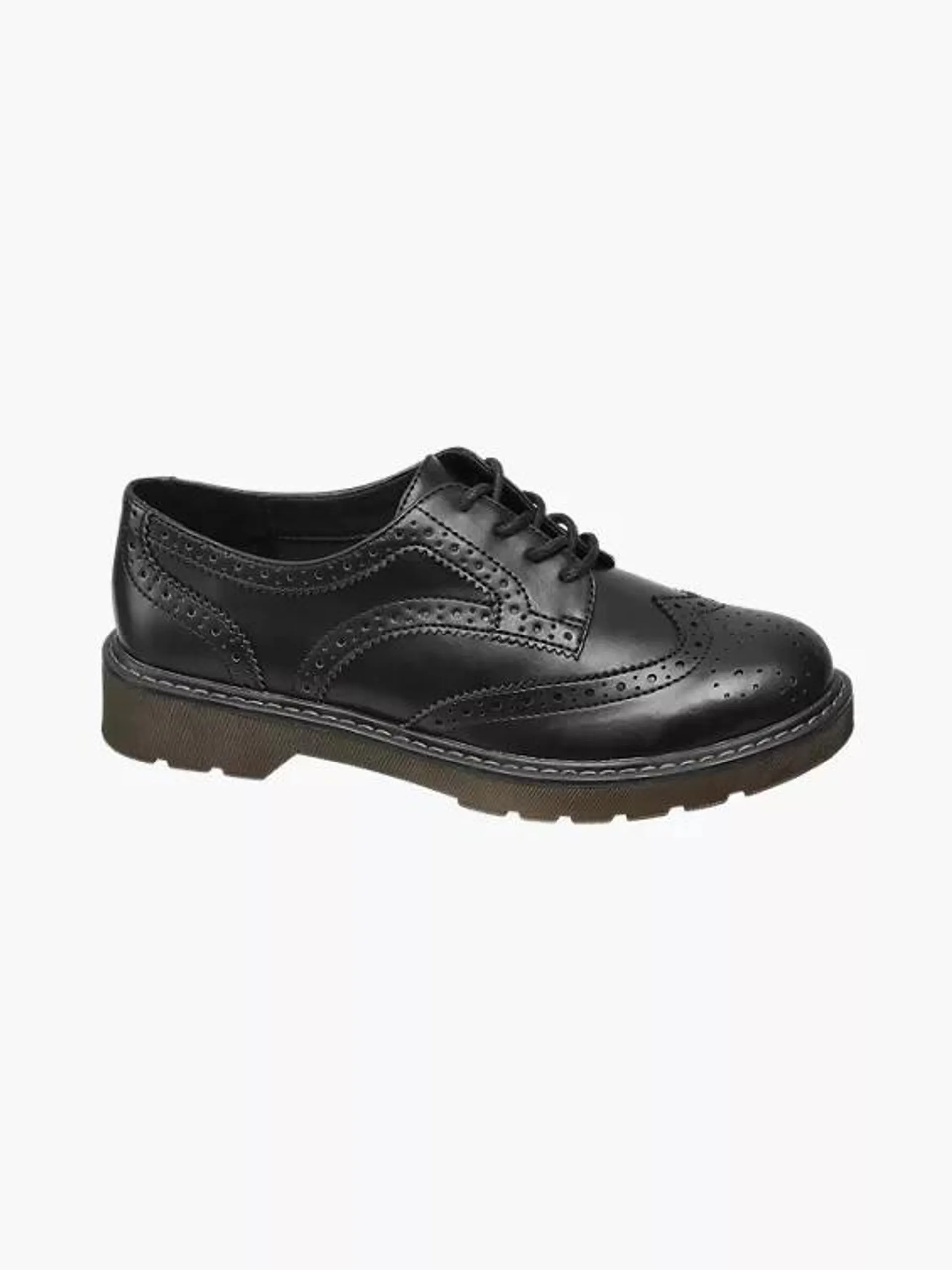 Ladies Black Chunky Lace Up Brogues