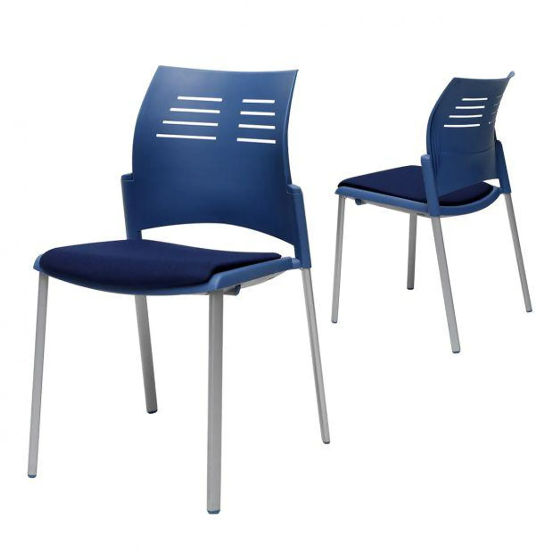 SPACIO - 4 patas sin brazos, carcasa azul y asiento azul