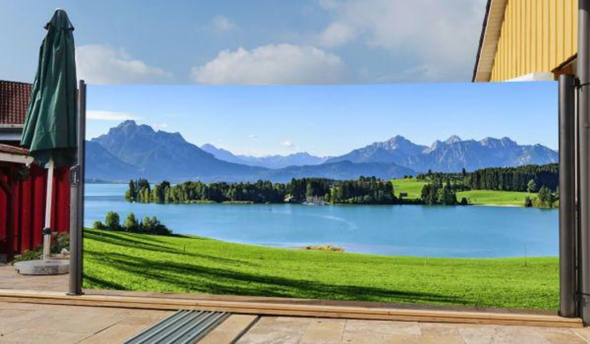 Westerholt Seitenmarkise mit Fotodruck Berge 1,6x3m, rechts - Auszug links