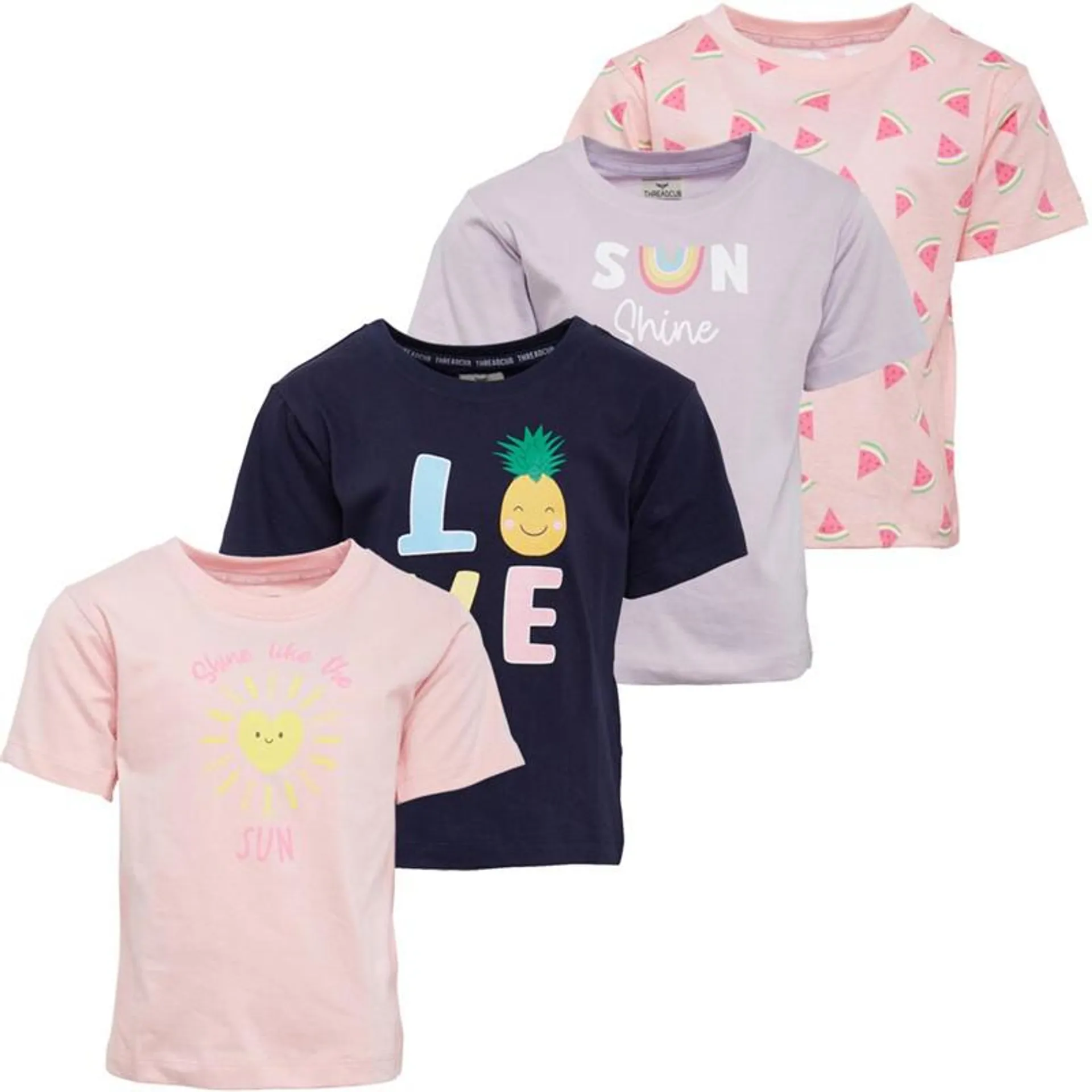 Threadgirls Junior Miller Four Pack T-Shirts Navy/Pink/Mint/Lilac