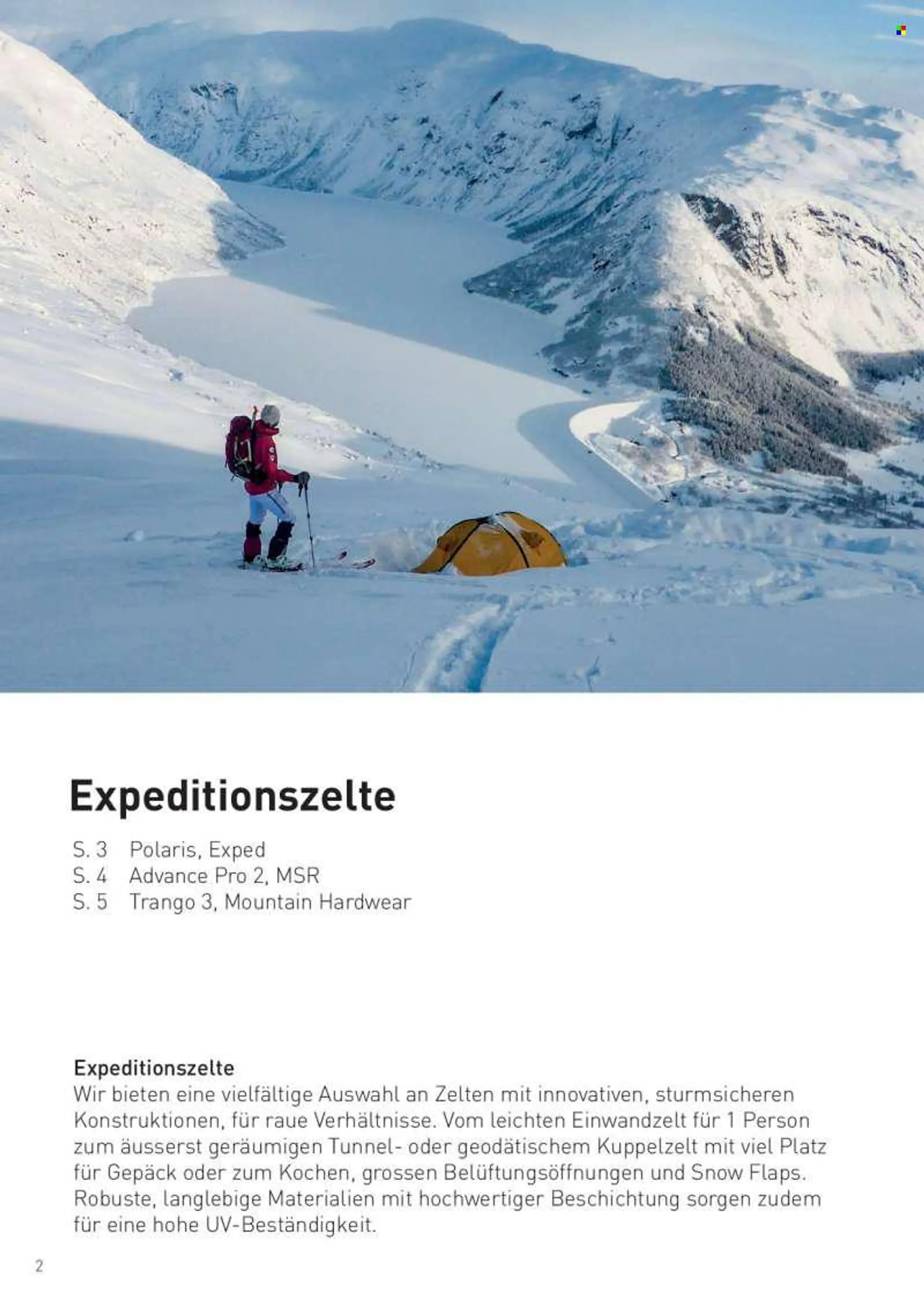 Prospekt Bächli Bergsport . Seite 2.