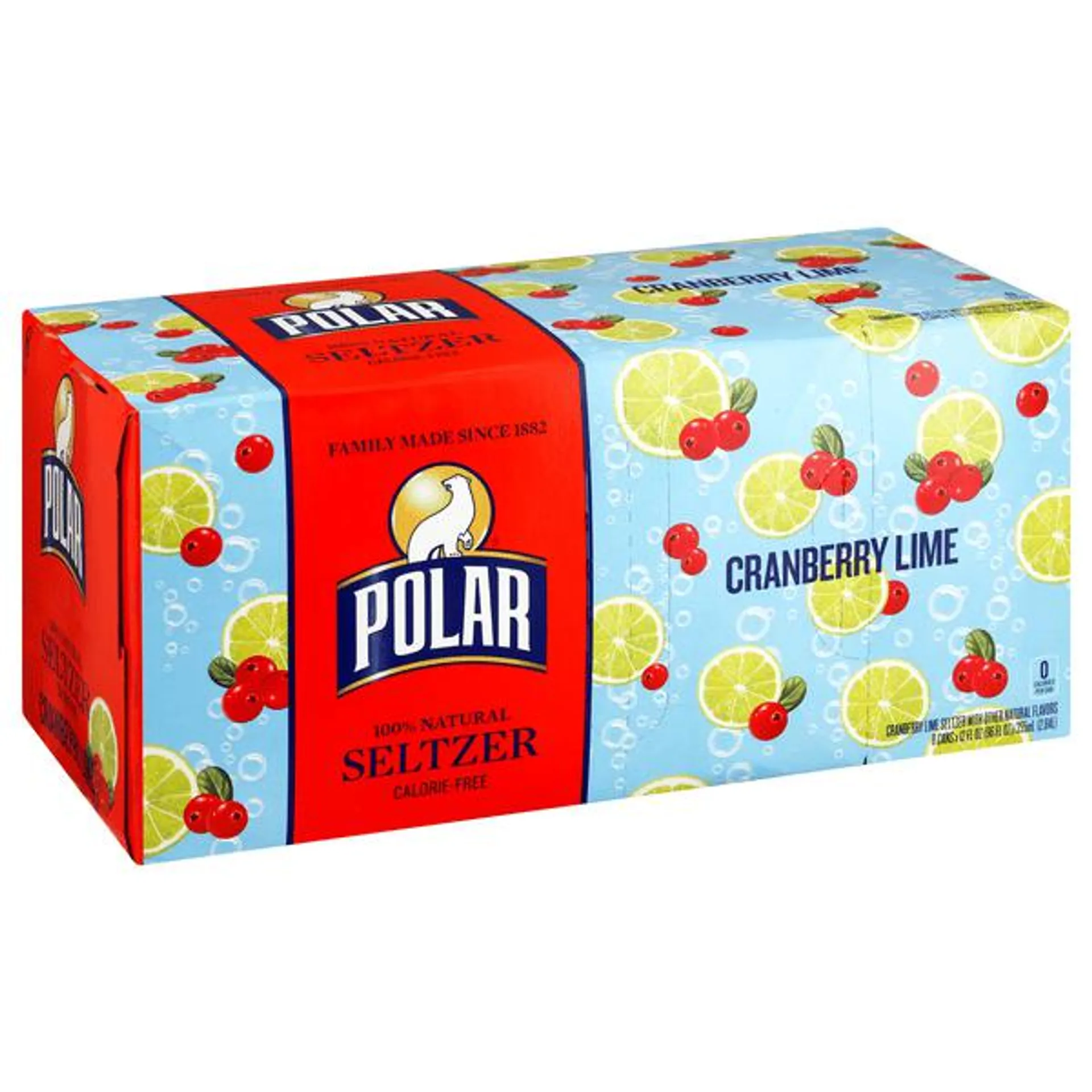Polar Seltzer, 100% Natural, Cranberry Lime 8Pk