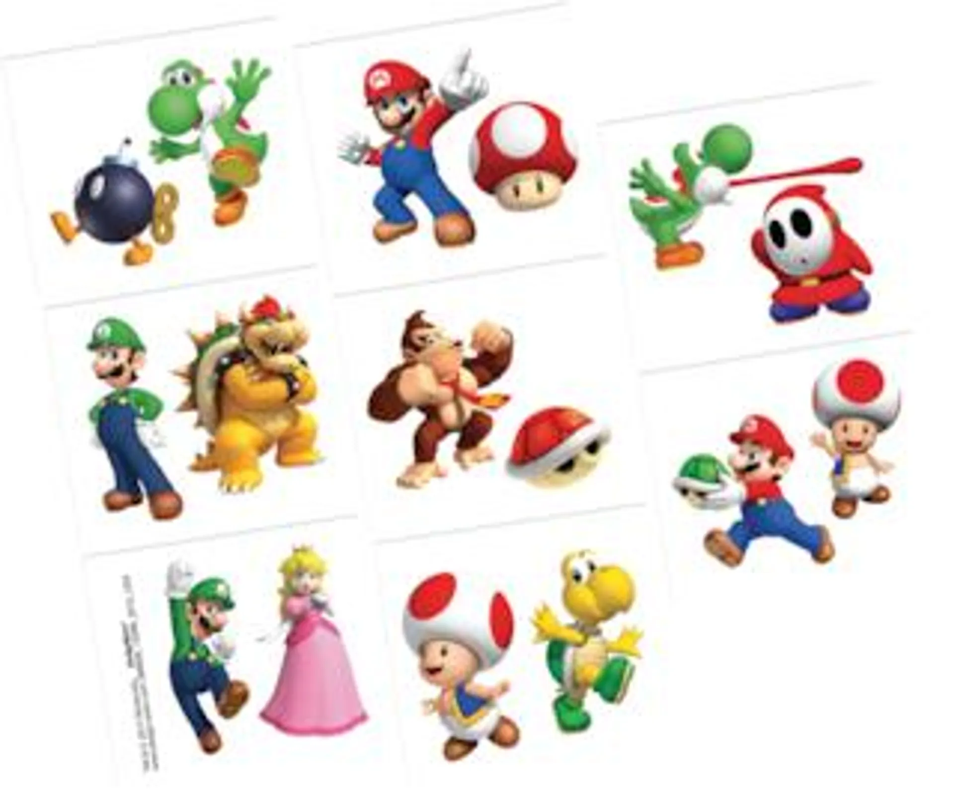 Super Mario Birthday Party Temporary Tattoos, 8-pc