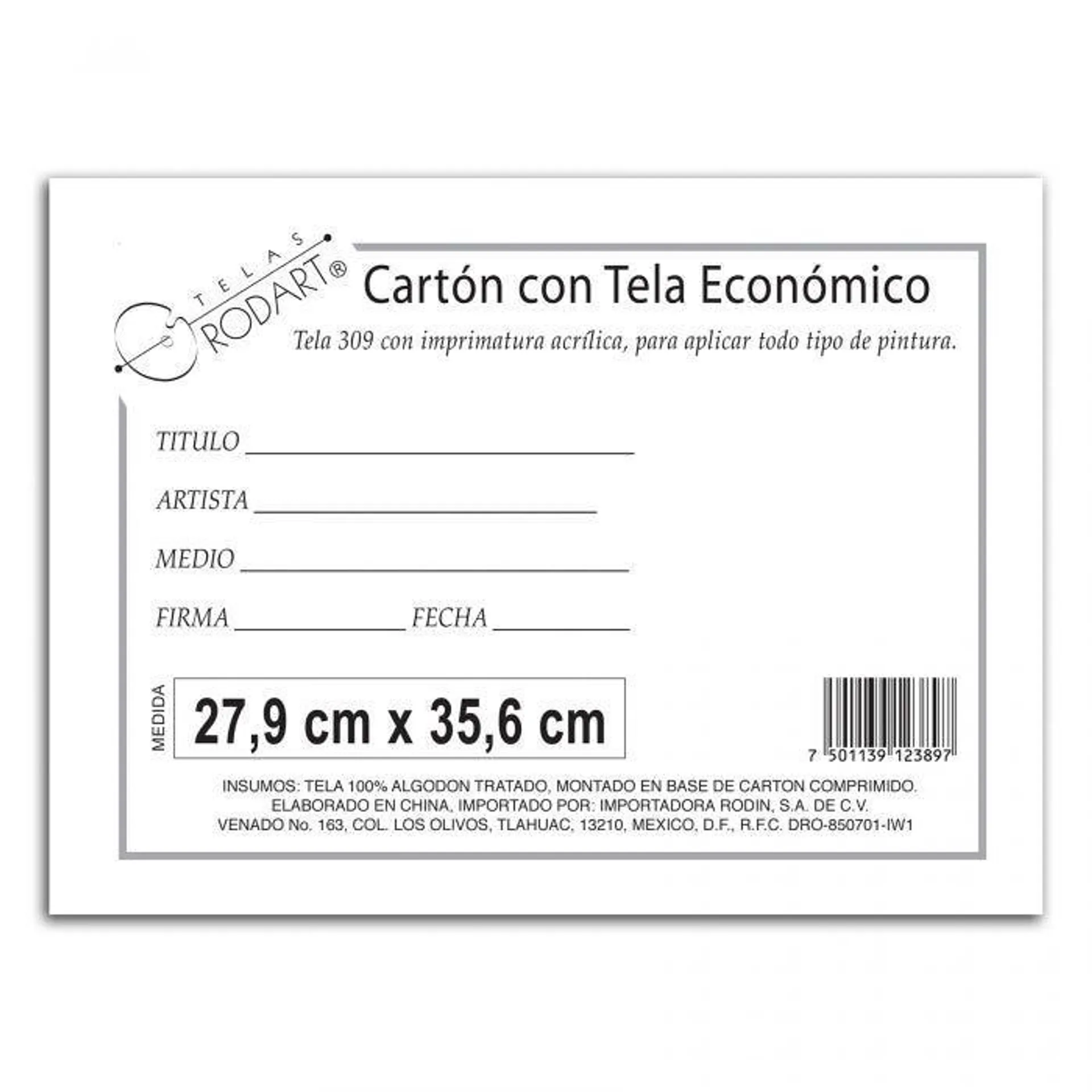 CARTON C/TELA ECONOMICO RODIN 27.9 X 35.6 CM