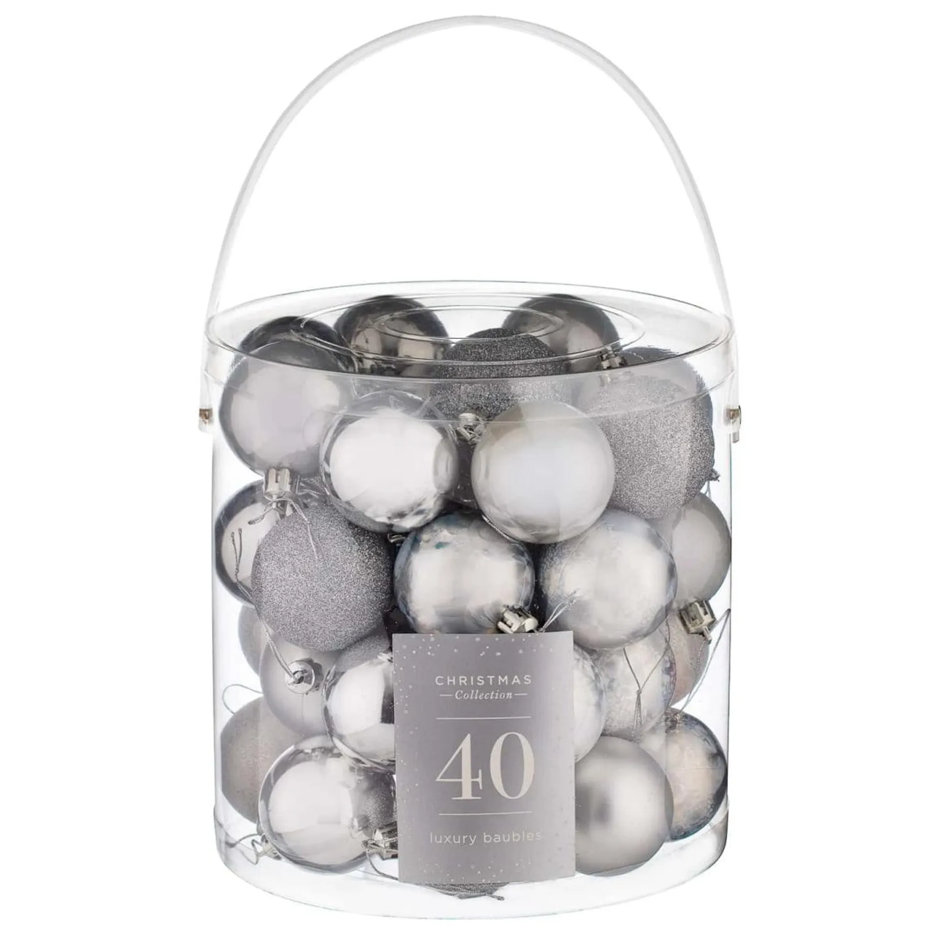 Christmas Collection Luxury Baubles 40pk - Silver