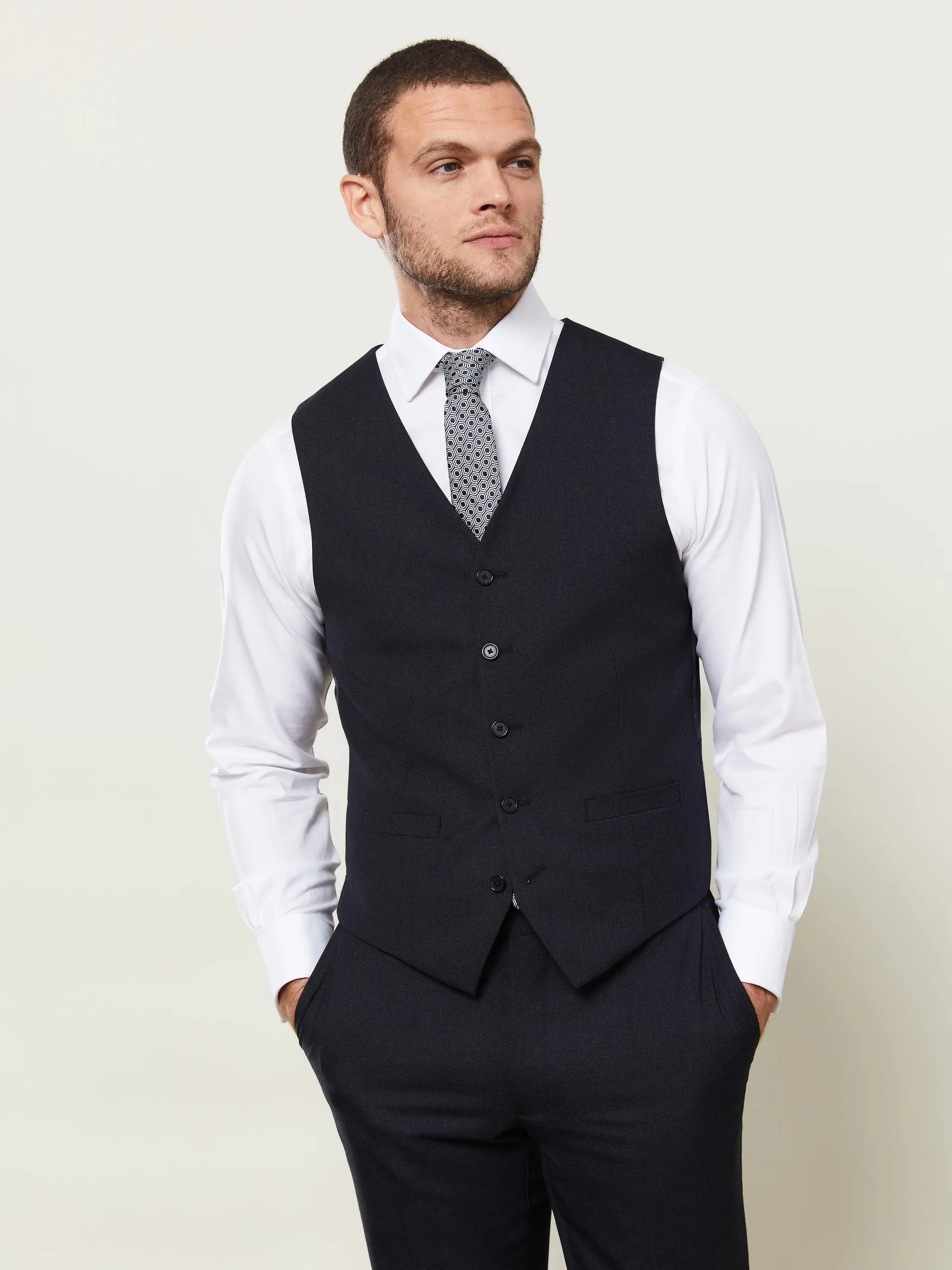 Ronnie Infinity Active Slim Fit Charcoal Waistcoat