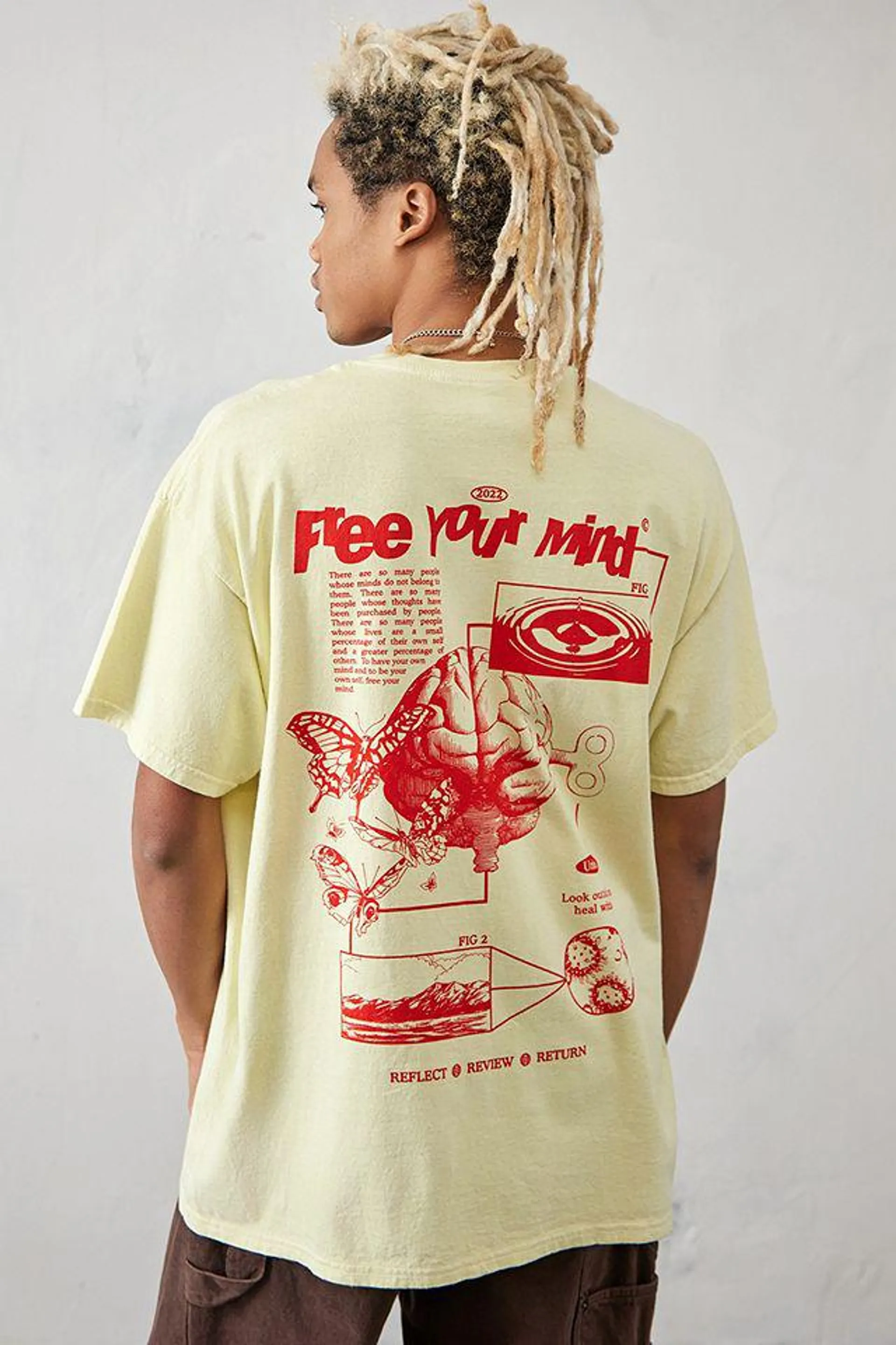 UO T-shirt gialla Free Your Mind