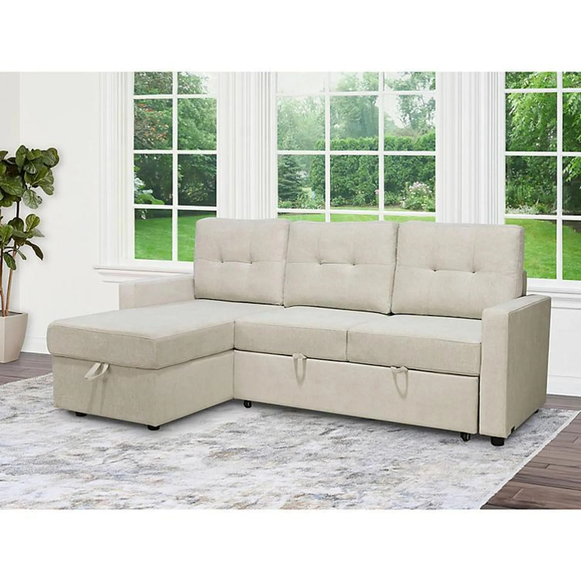 Kylie Storage Sectional with Pullout Bed, Assorted Colors