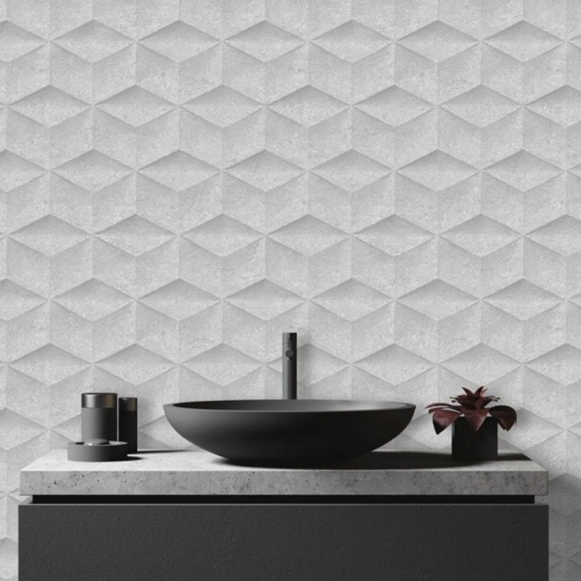 Architectural Concrete wallpaper in grey & silver