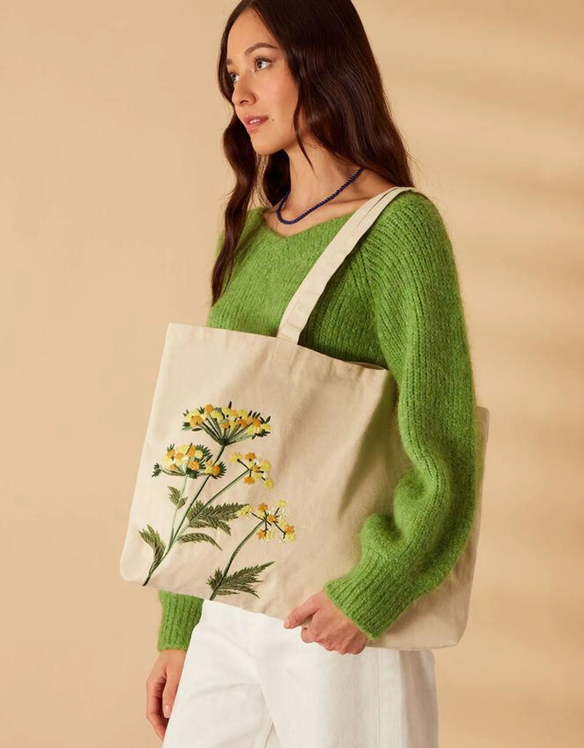 Floral Embroidered Shopper Bag